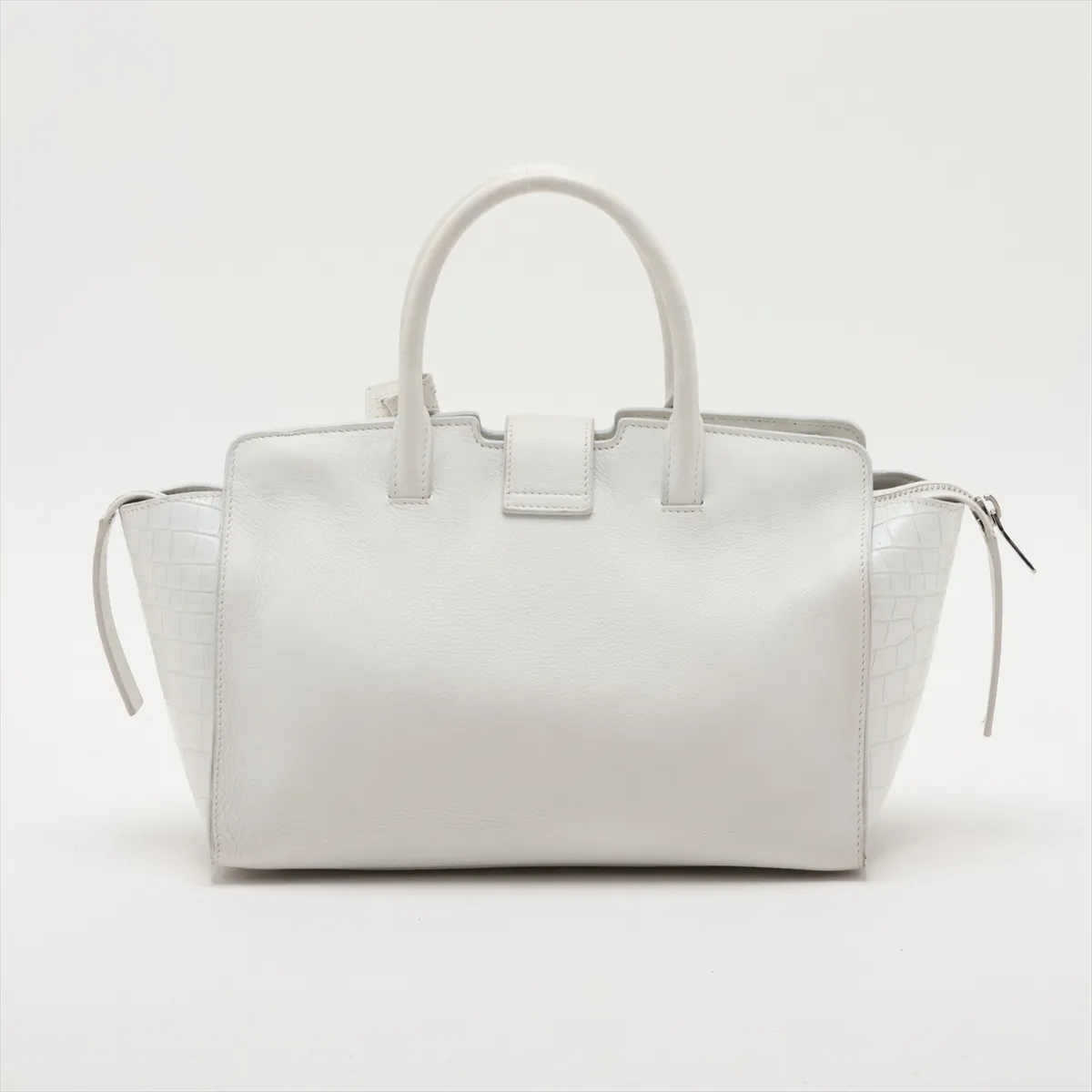 Downtown Cabas 436834 Leather x Crocodile Embossed 2-Way Handbag White — view 2