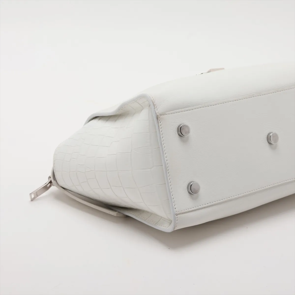 Downtown Cabas 436834 Leather x Crocodile Embossed 2-Way Handbag White — view 4