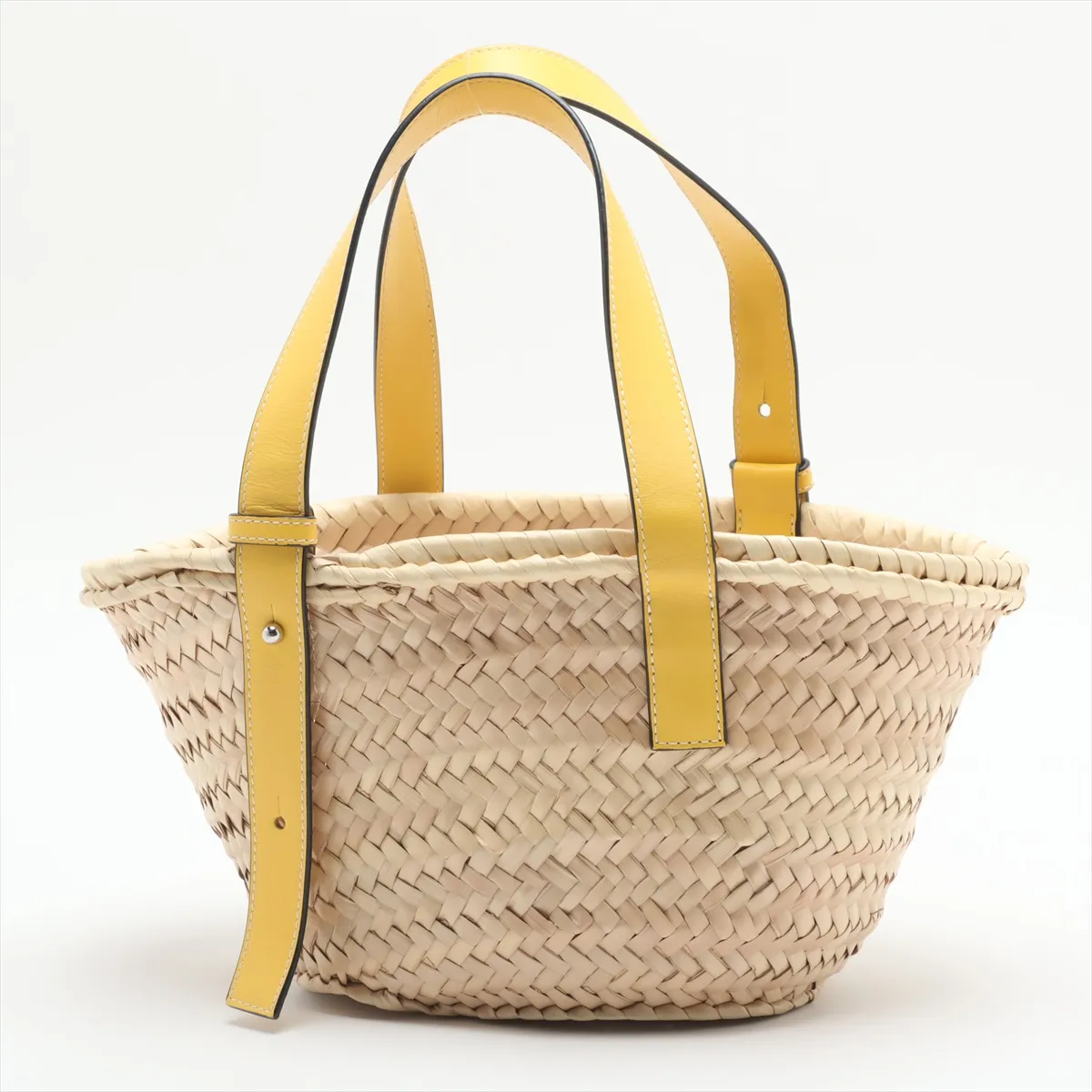 Basket Small Raffia Tote Bag Beige x Yellow — view 2