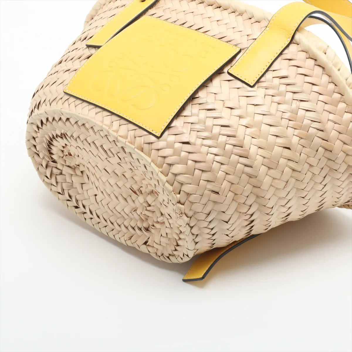 Basket Small Raffia Tote Bag Beige x Yellow — view 3