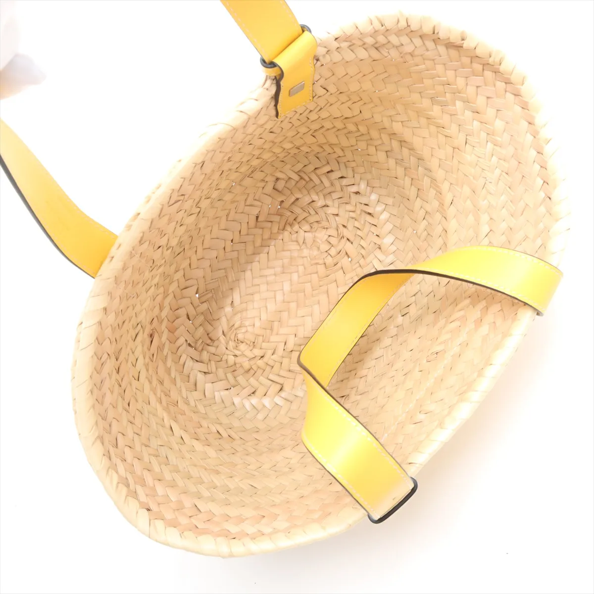 Basket Small Raffia Tote Bag Beige x Yellow — view 7