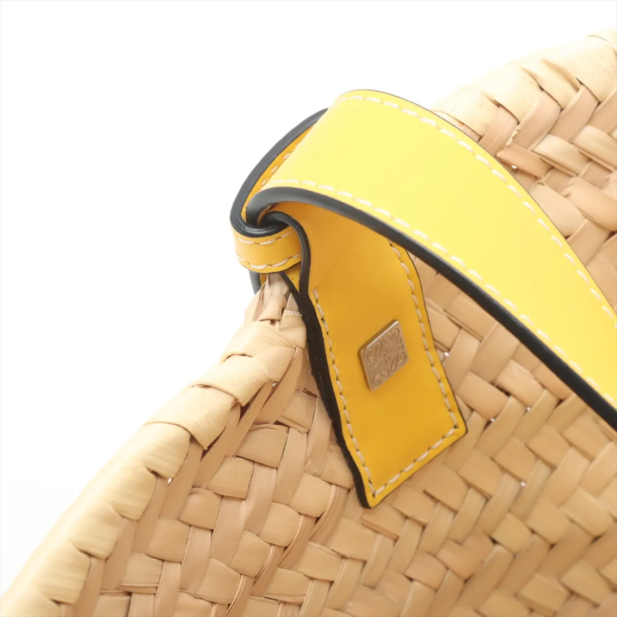 Basket Small Raffia Tote Bag Beige x Yellow — view 9