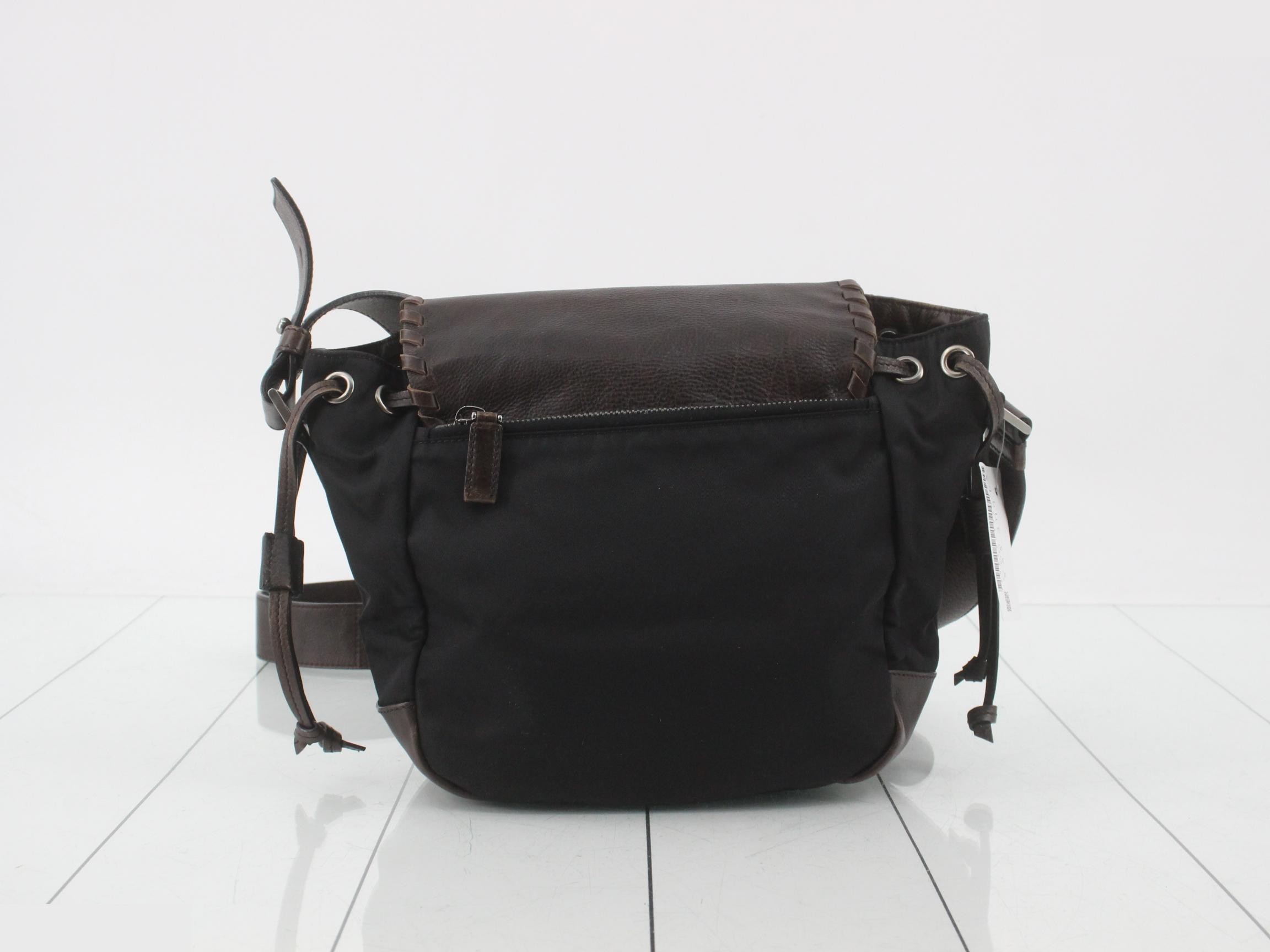 leather and nylon shoulder bag — view 2