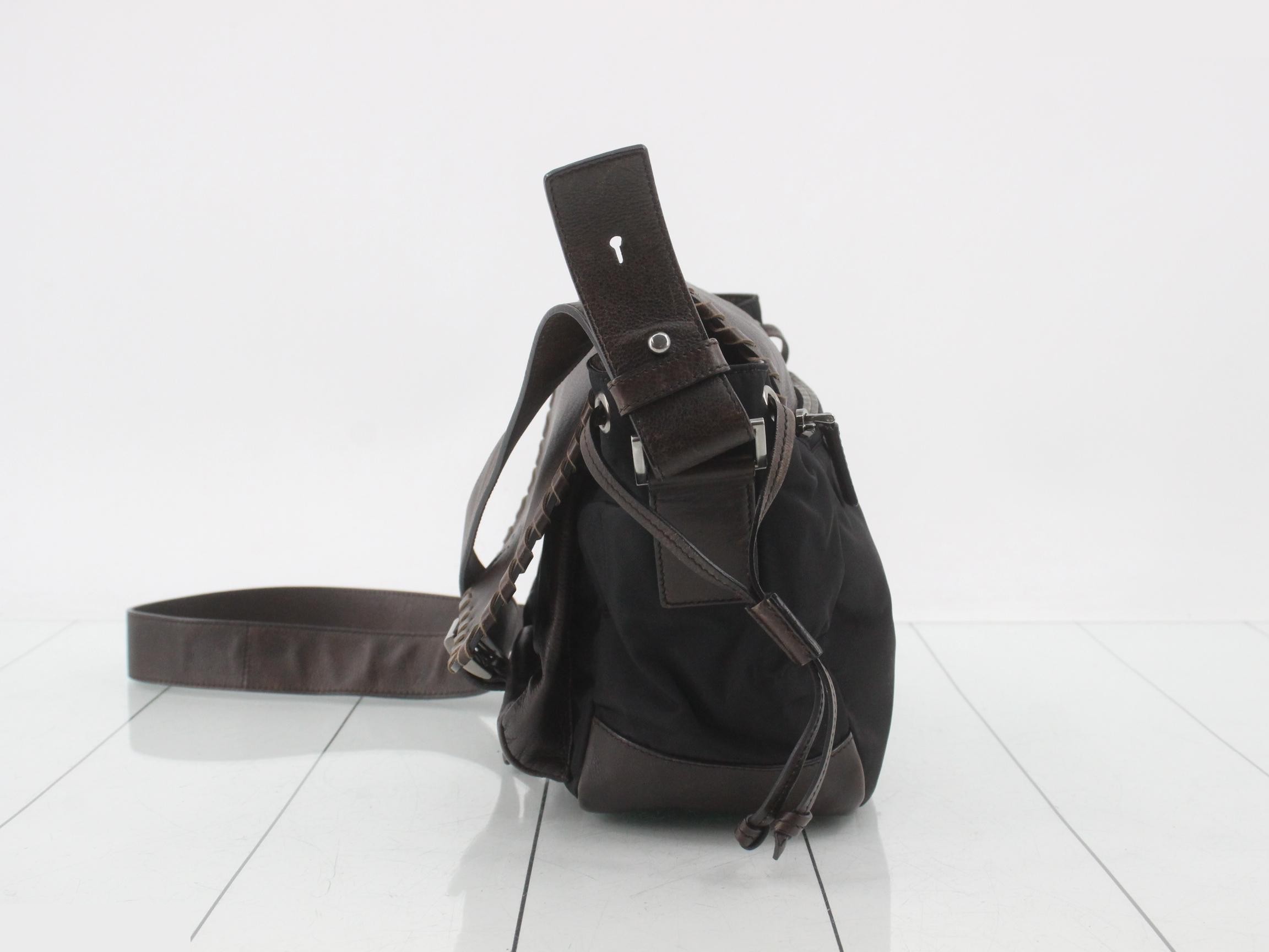 leather and nylon shoulder bag — view 3