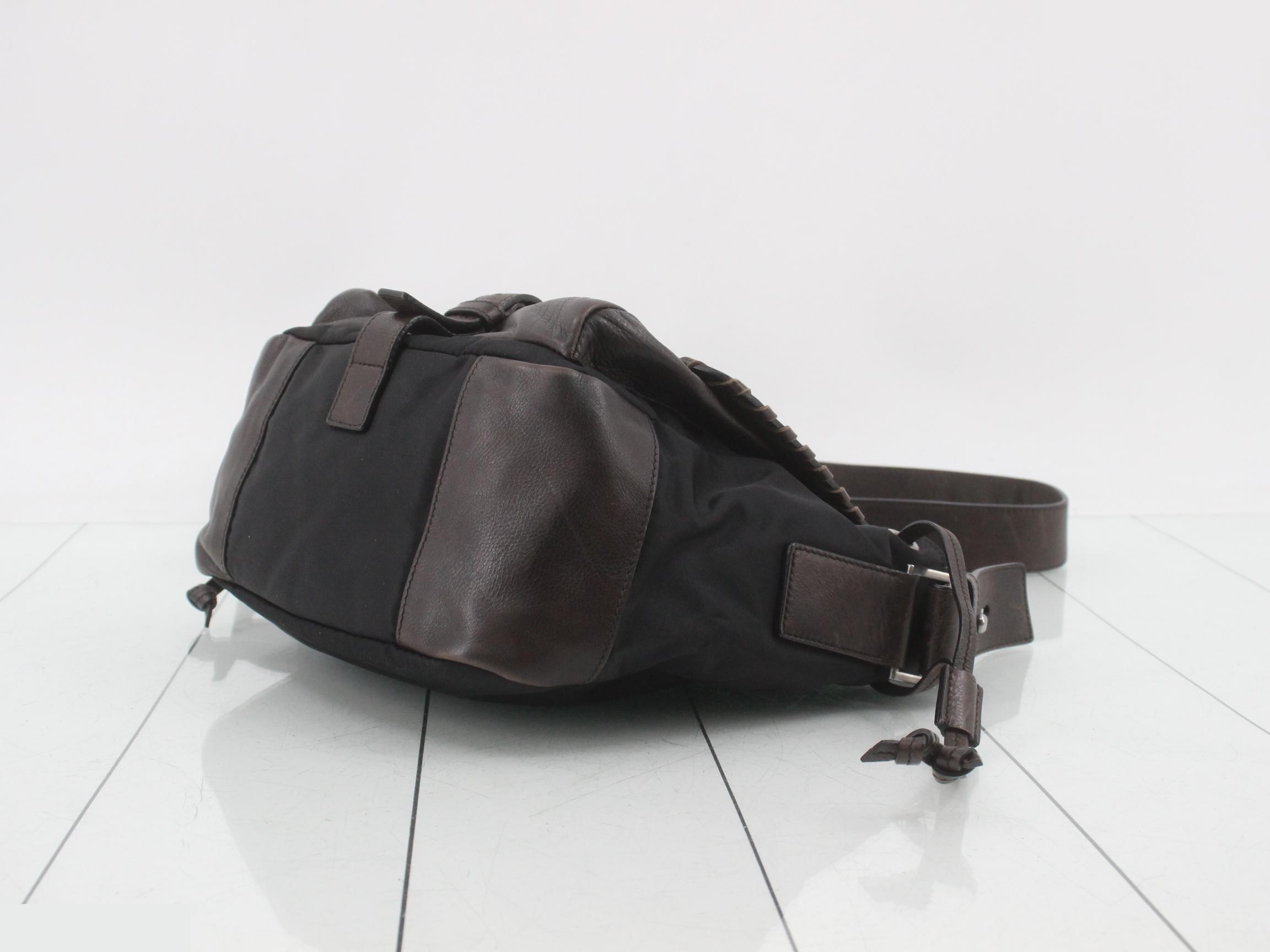 leather and nylon shoulder bag — view 6