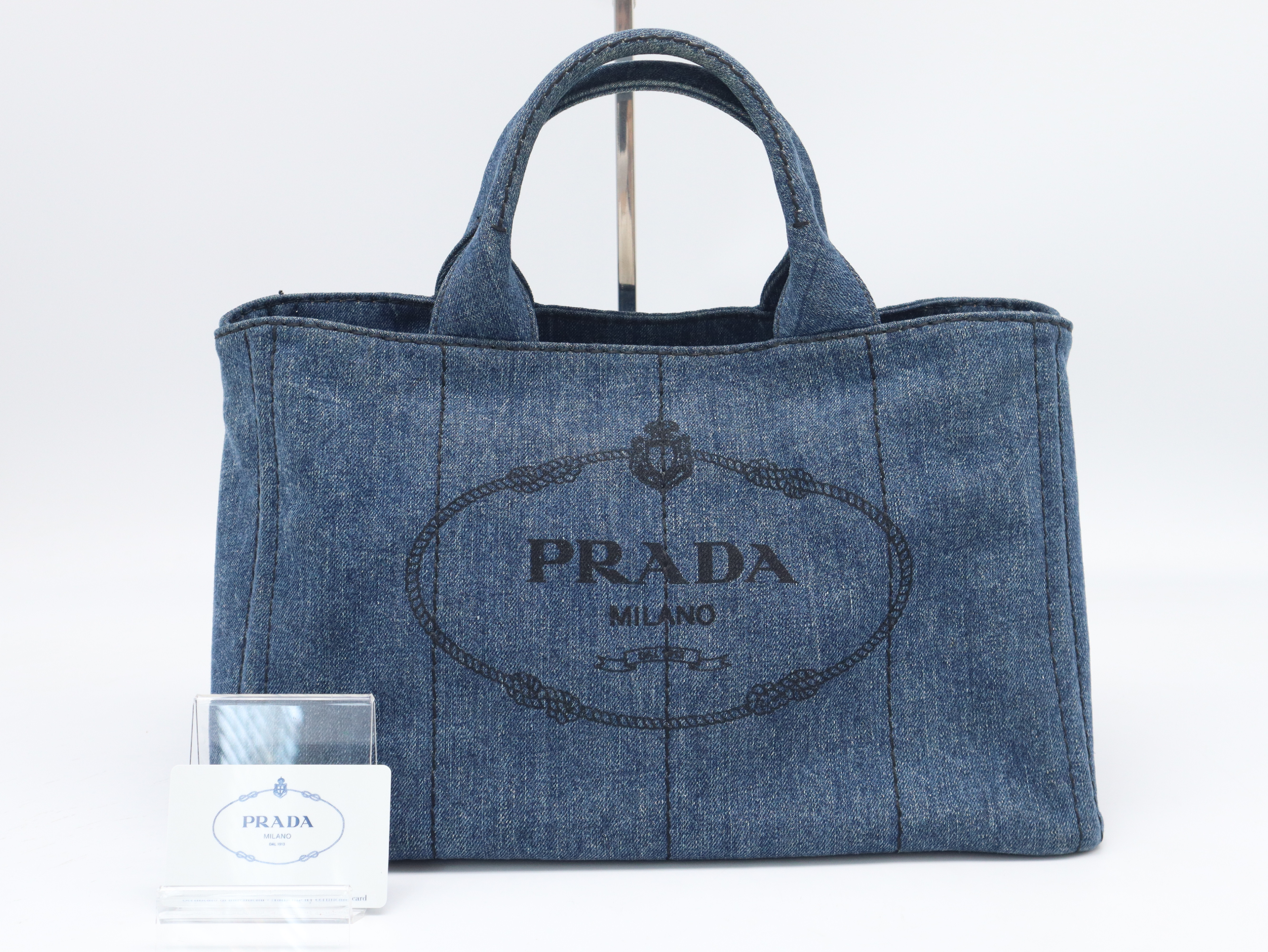 1BG642 Denim Canapa Tote Bag, Blue, with Guarantee Card.