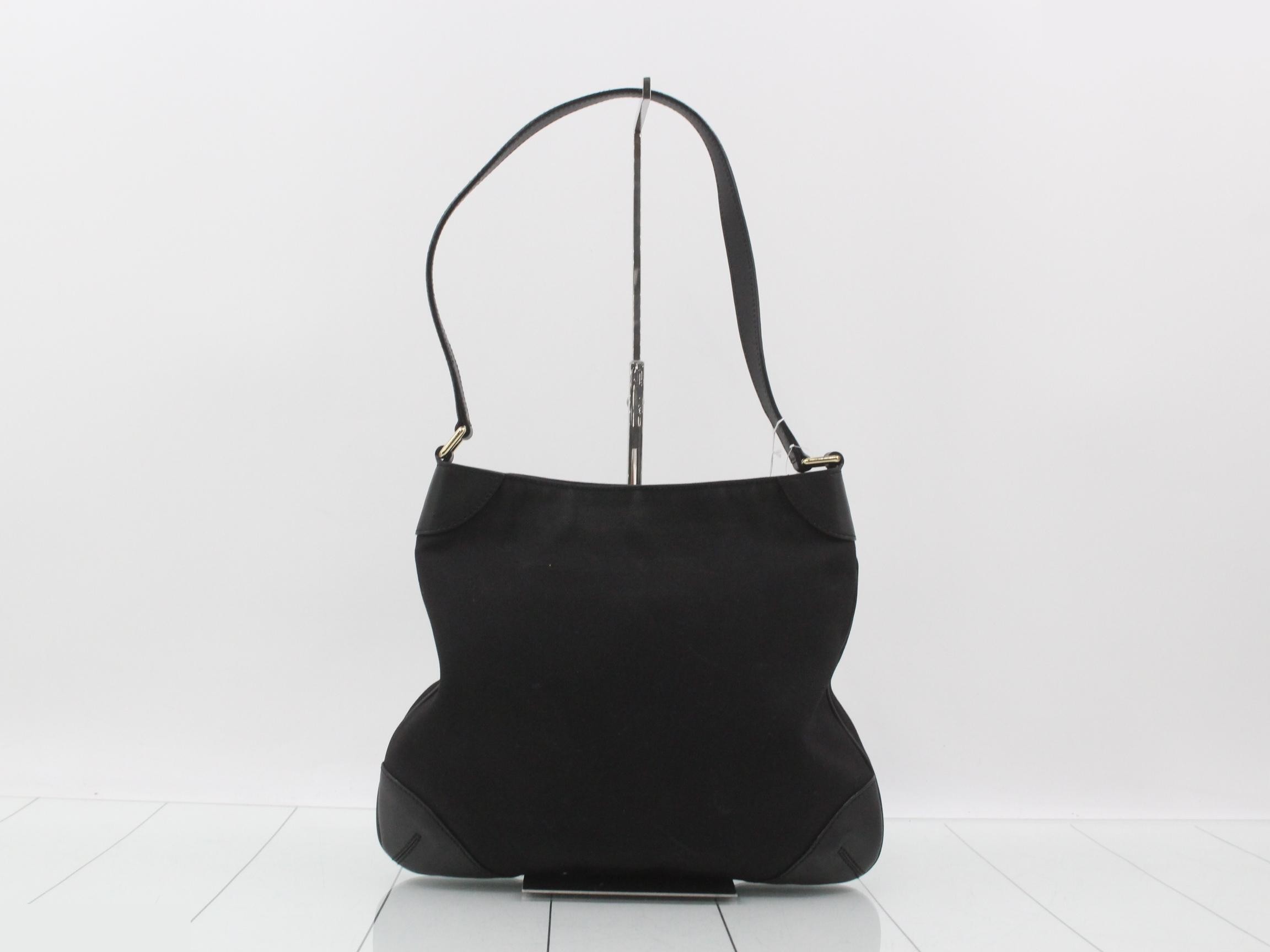 Canvas and leather shoulder bag, black. — view 2