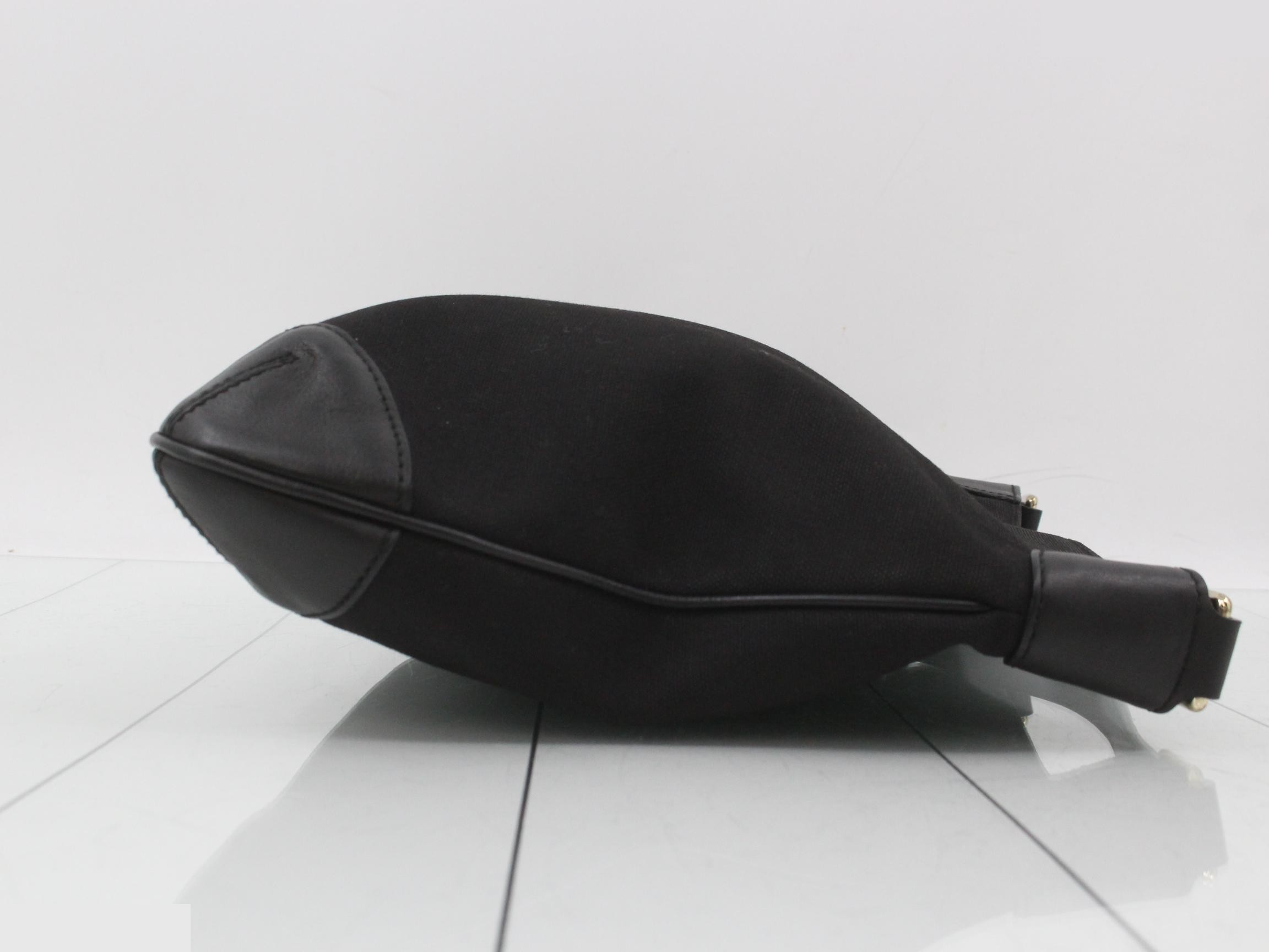 Canvas and leather shoulder bag, black. — view 3