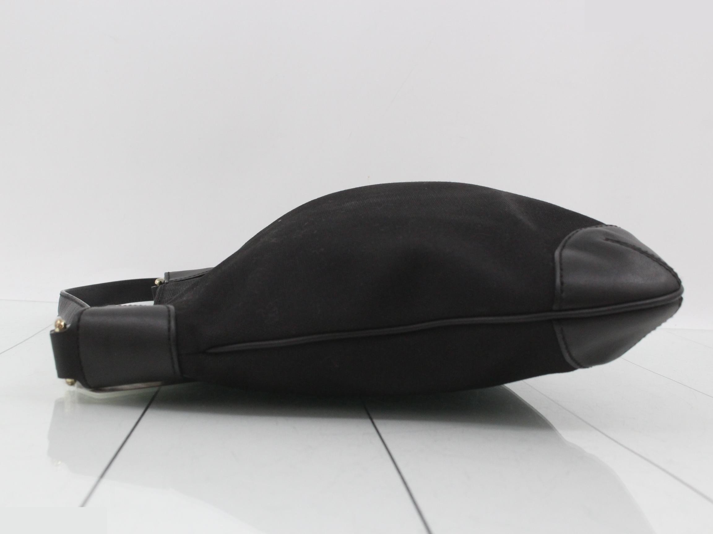 Canvas and leather shoulder bag, black. — view 4