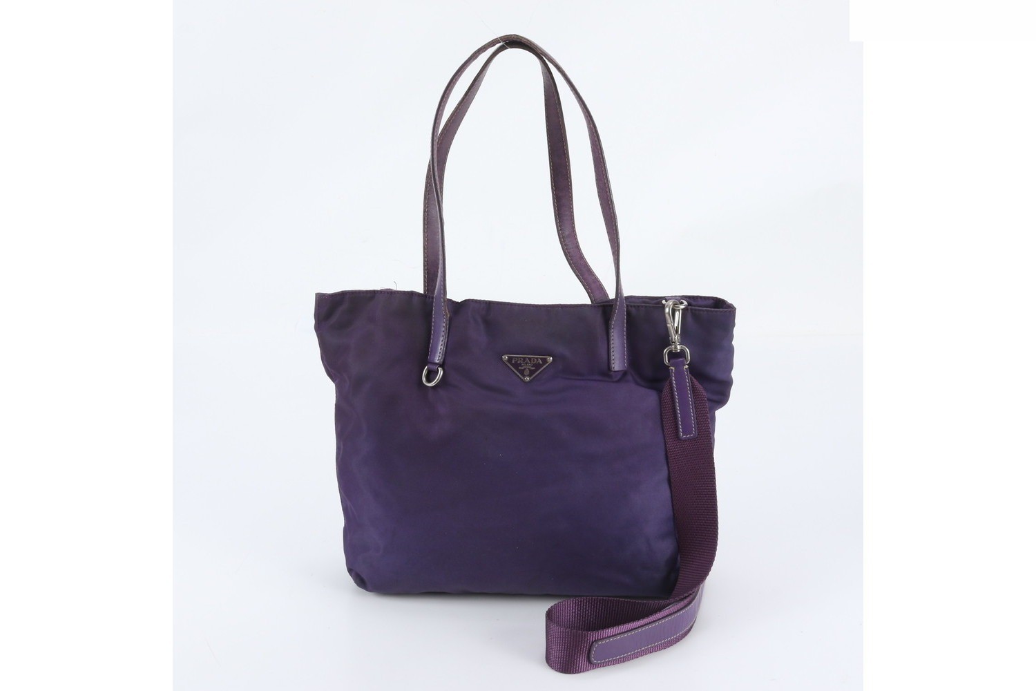 Tessuto Nylon Triangle Logo Leather 2-Way Shoulder Bag