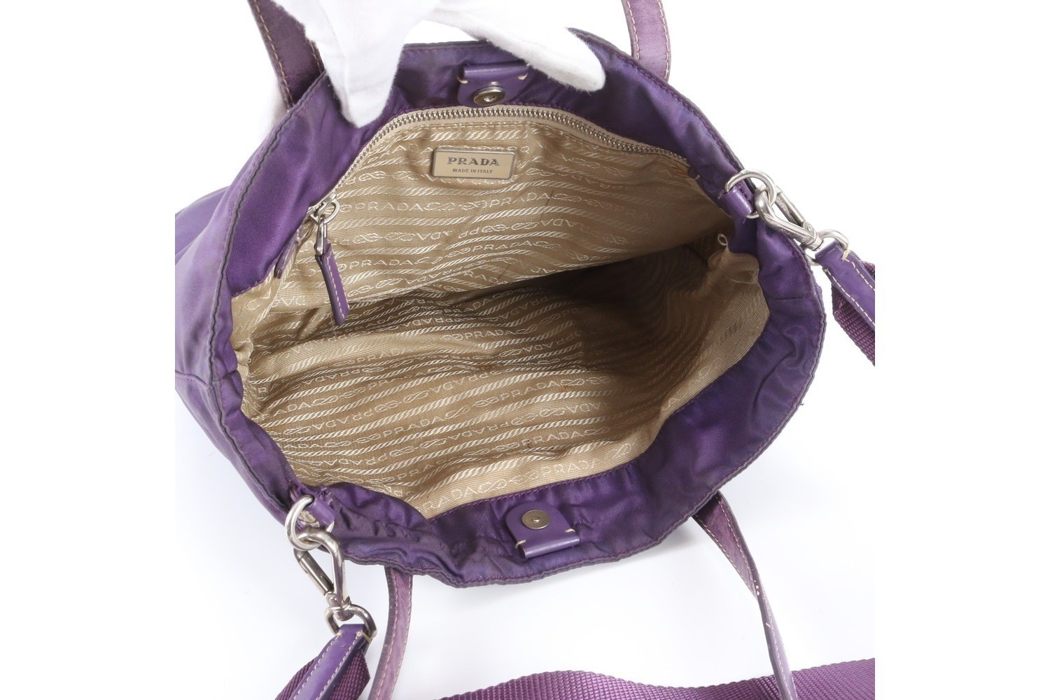 Tessuto Nylon Triangle Logo Leather 2-Way Shoulder Bag — view 8