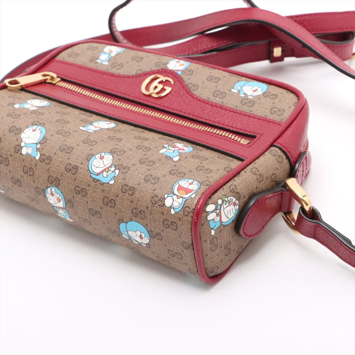 x Doraemon Mini GG Supreme PVC x Leather Shoulder Bag Red x Brown 647784 — view 3