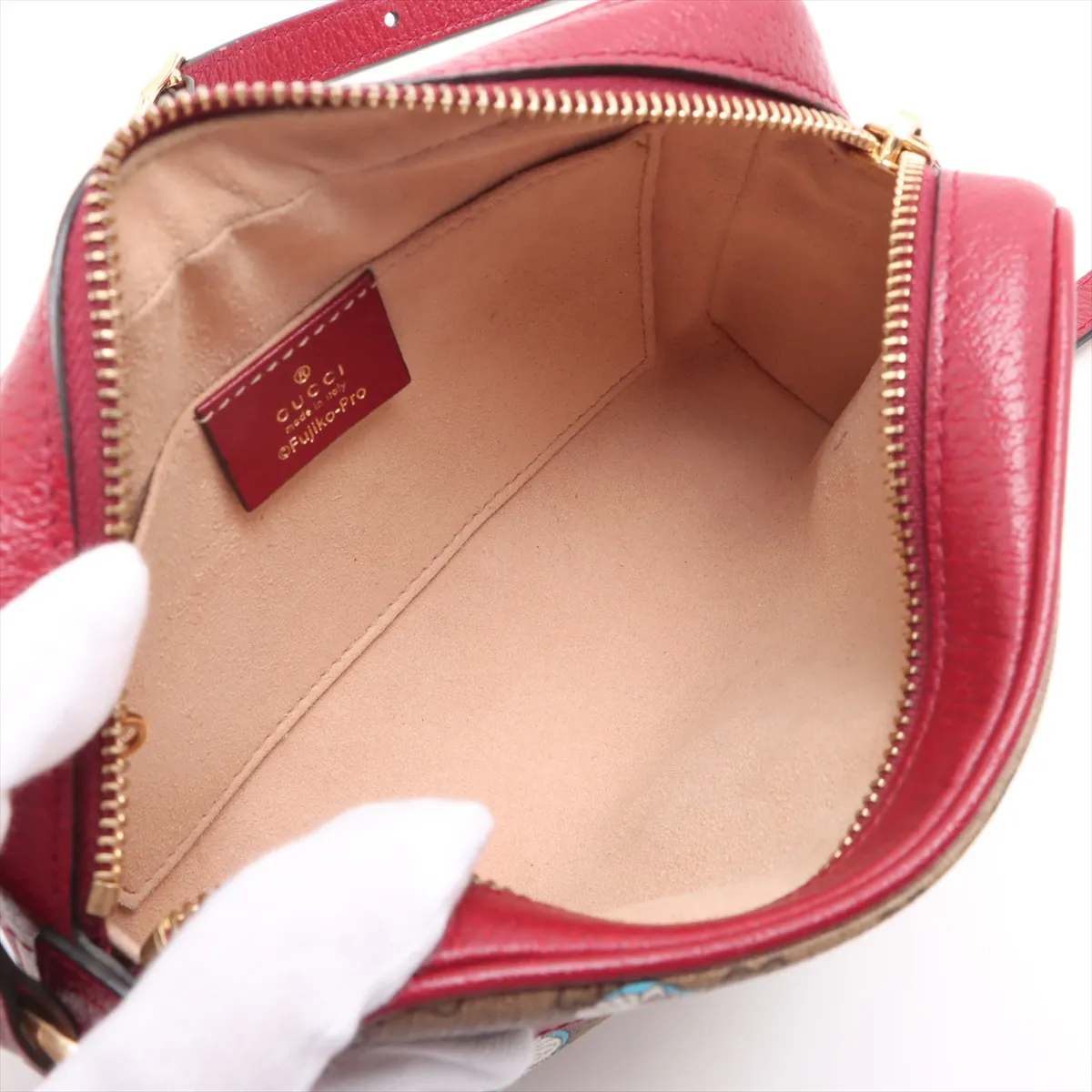 x Doraemon Mini GG Supreme PVC x Leather Shoulder Bag Red x Brown 647784 — view 6