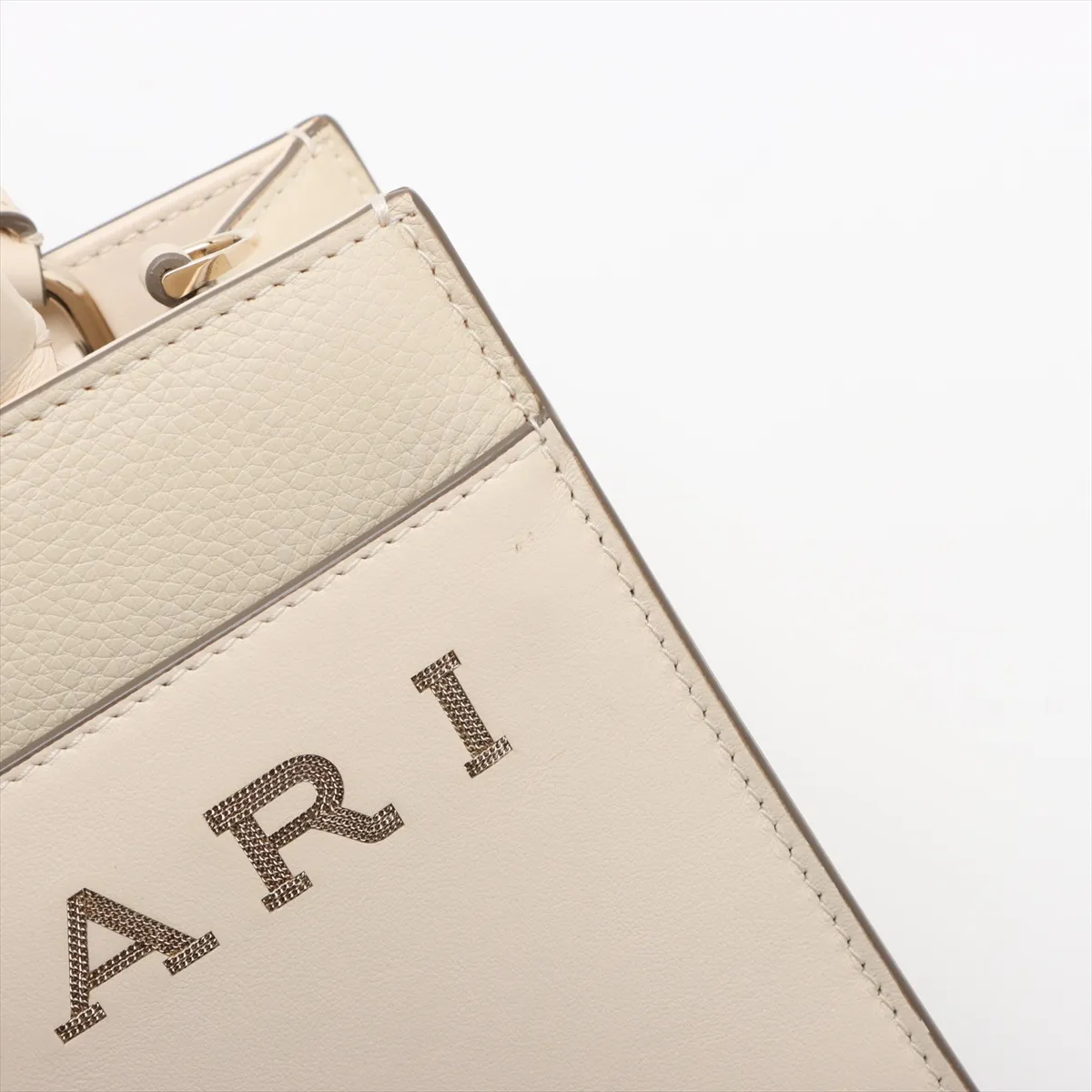 Logo Leather 2WAY Handbag Beige — view 12