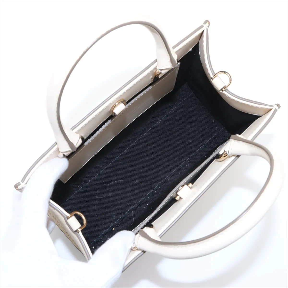 Logo Leather 2WAY Handbag Beige — view 8