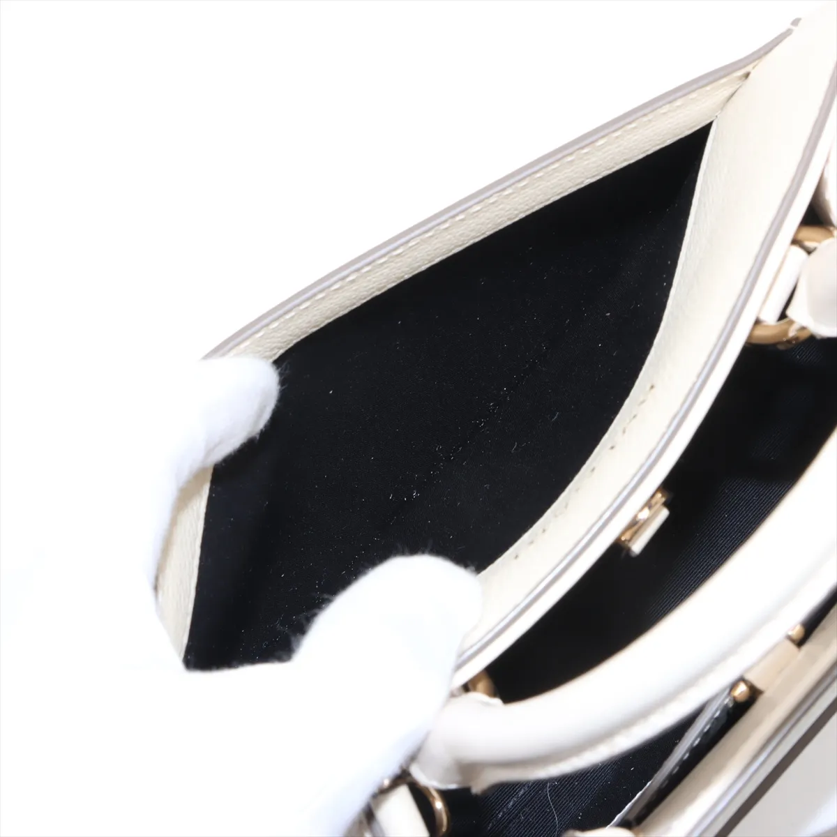 Logo Leather 2WAY Handbag Beige — view 9