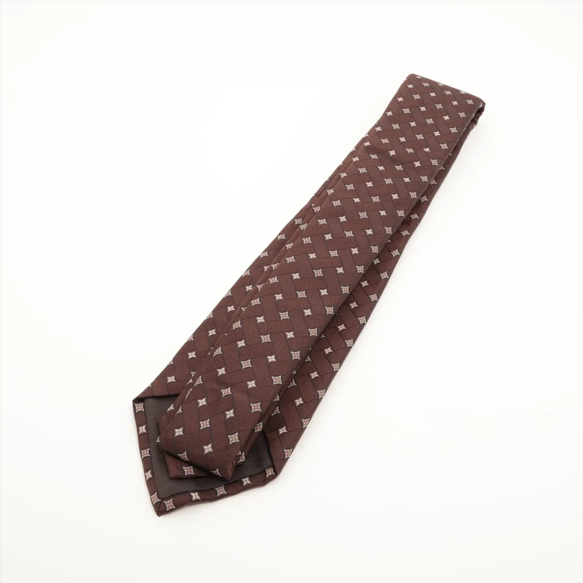 silk tie, brown, with some wear, — view 2