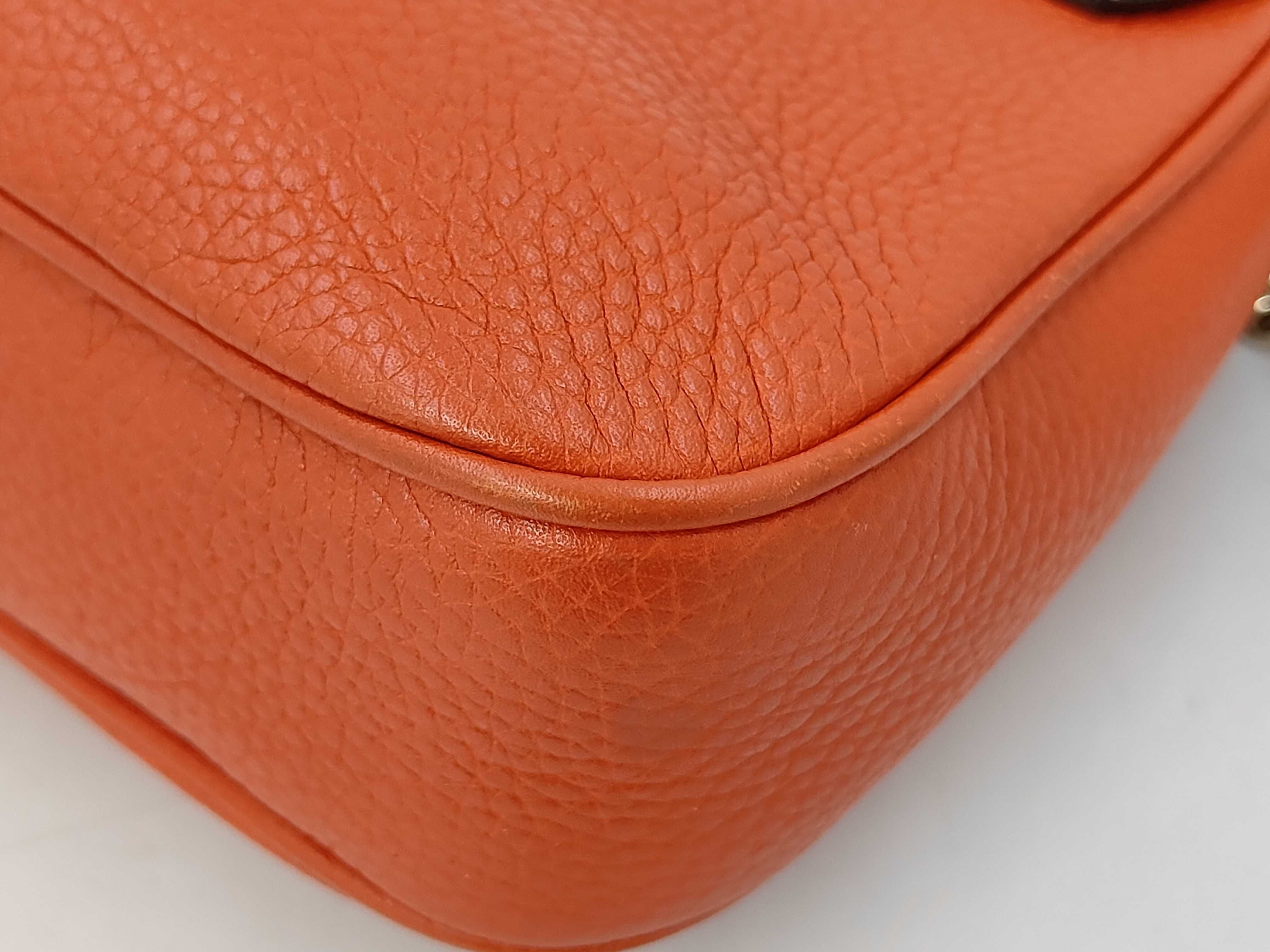 Soho Flap Bag, Orange, Embossed Logo, Caviar Skin, Tassel Shoulder Bag — view 3