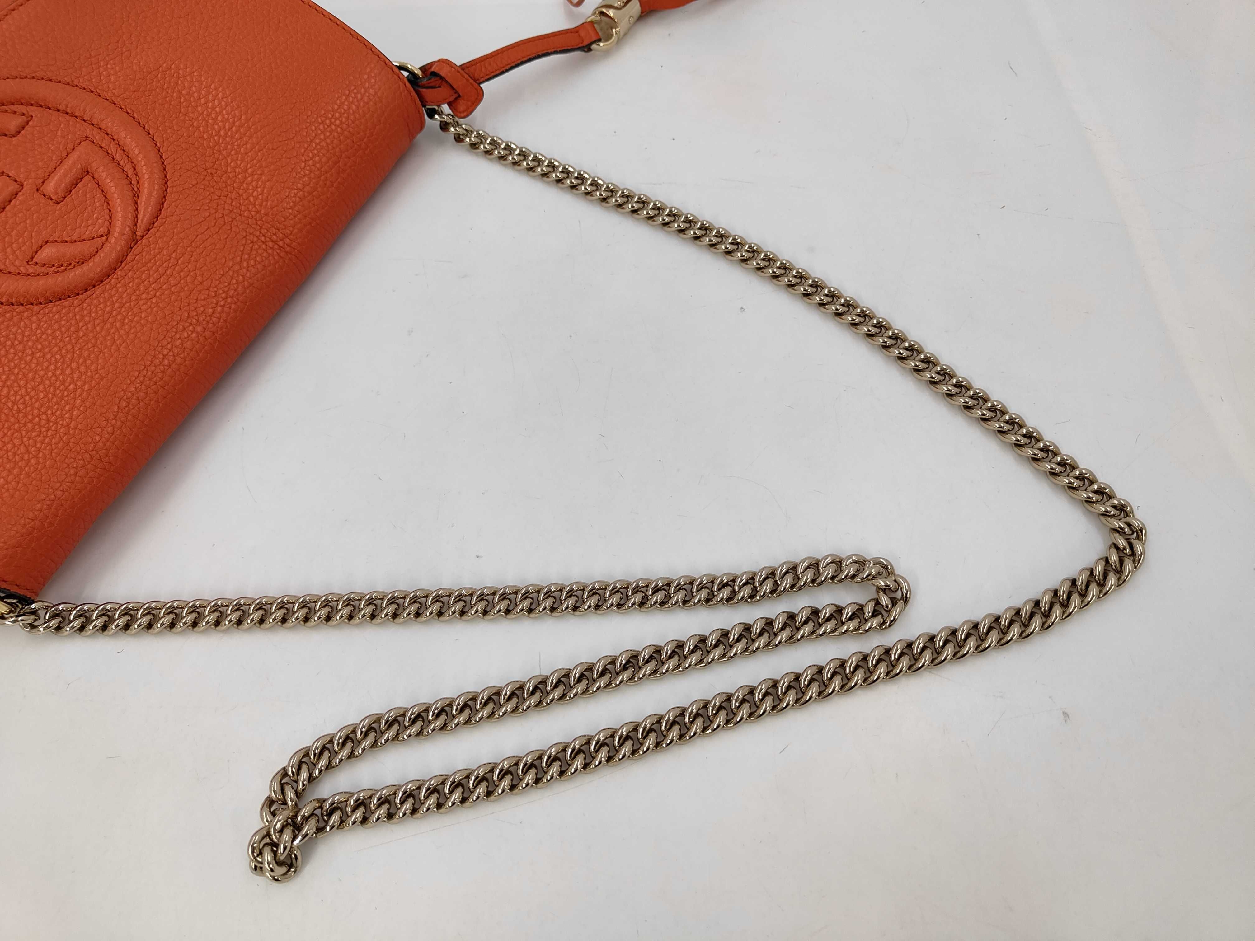 Soho Flap Bag, Orange, Embossed Logo, Caviar Skin, Tassel Shoulder Bag — view 5