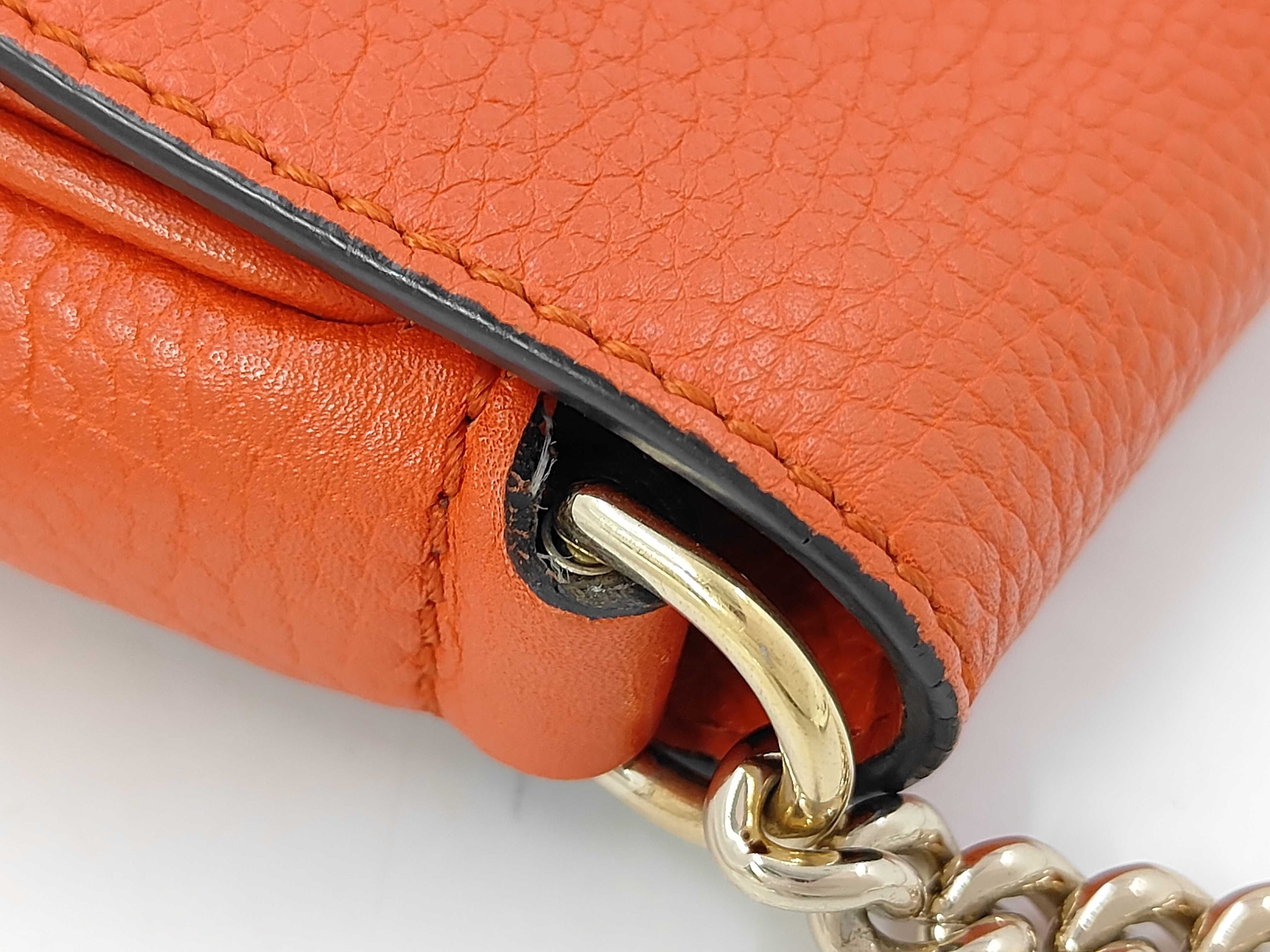 Soho Flap Bag, Orange, Embossed Logo, Caviar Skin, Tassel Shoulder Bag — view 7
