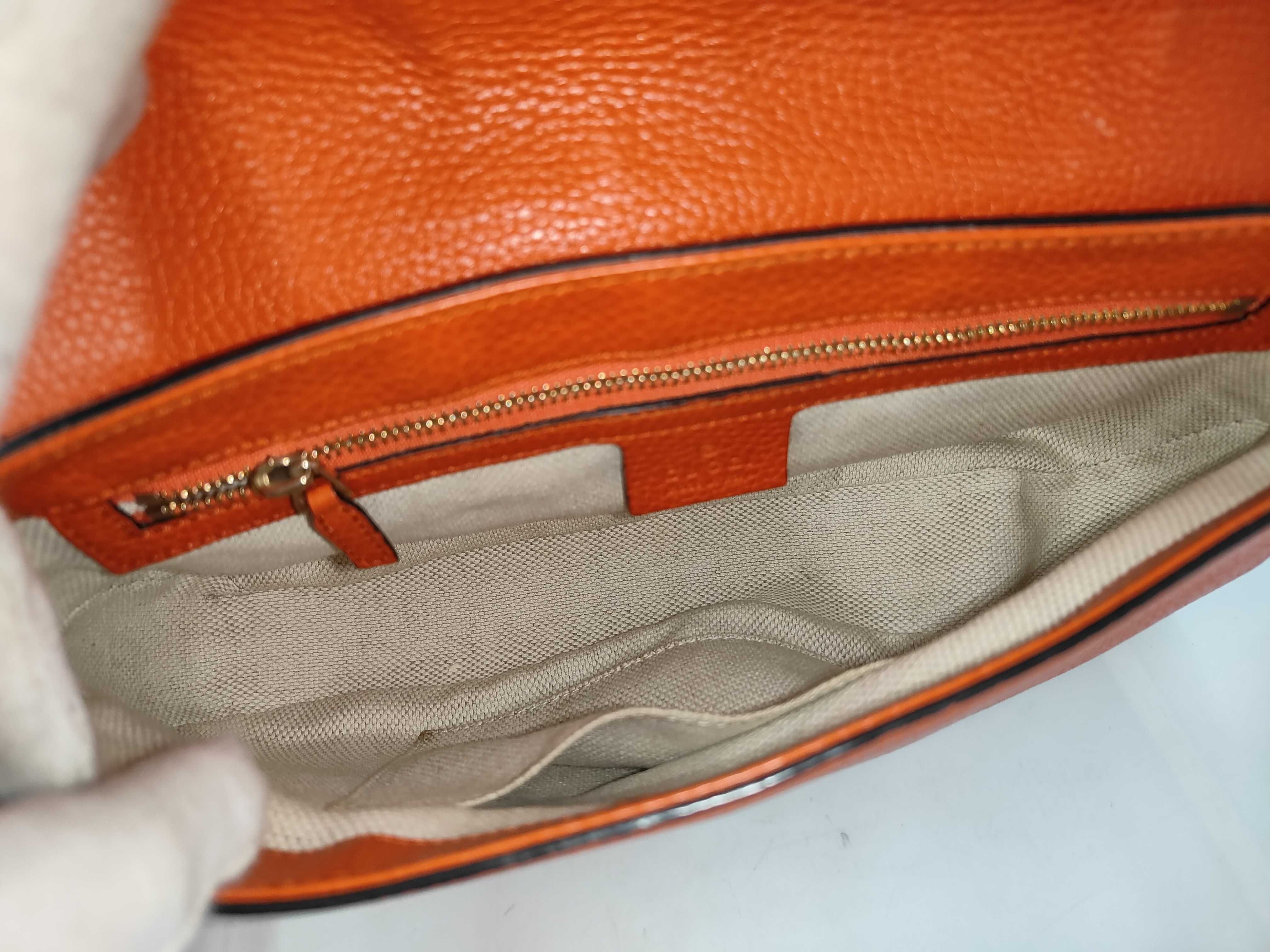 Soho Flap Bag, Orange, Embossed Logo, Caviar Skin, Tassel Shoulder Bag — view 9