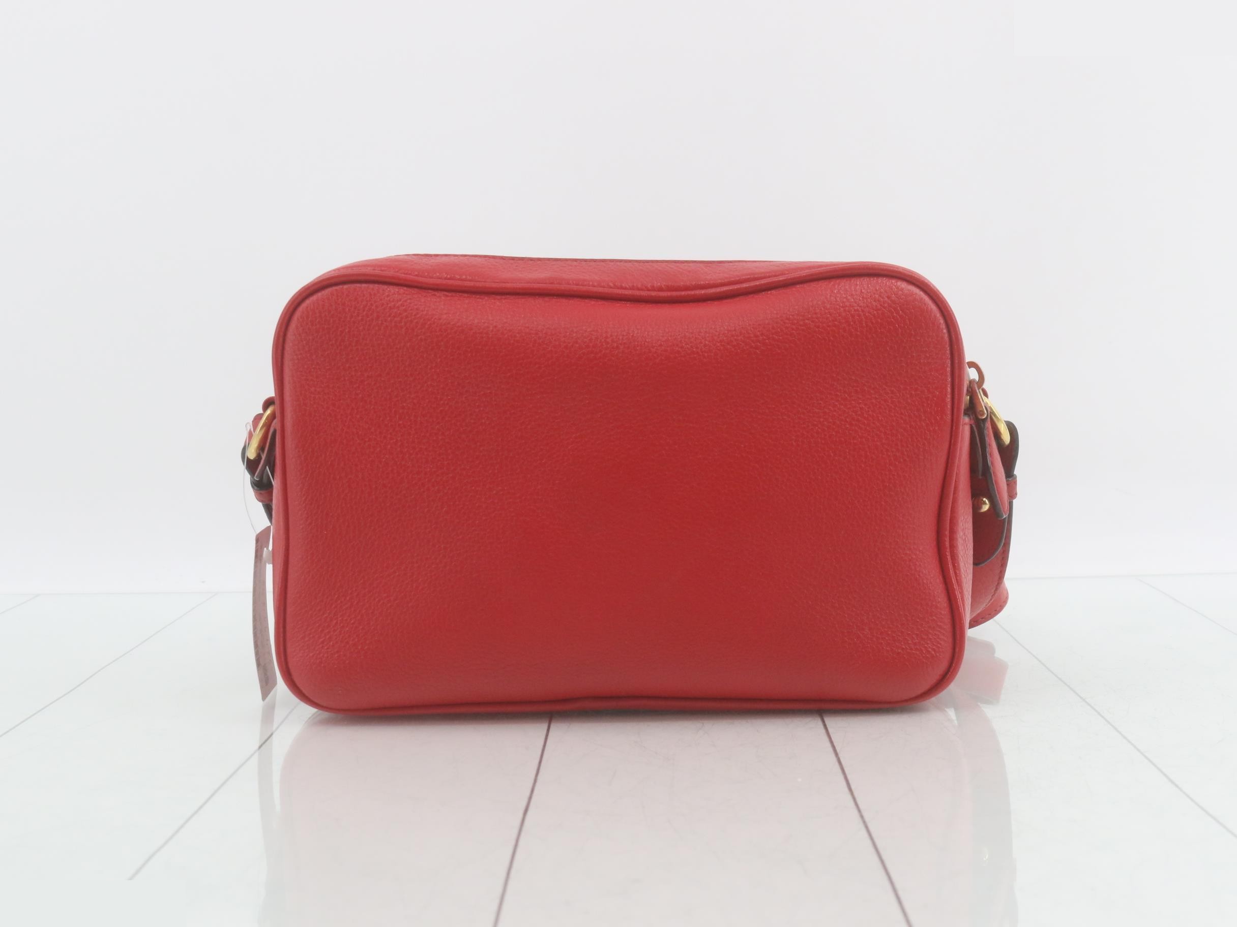 Leather shoulder bag, red — view 2