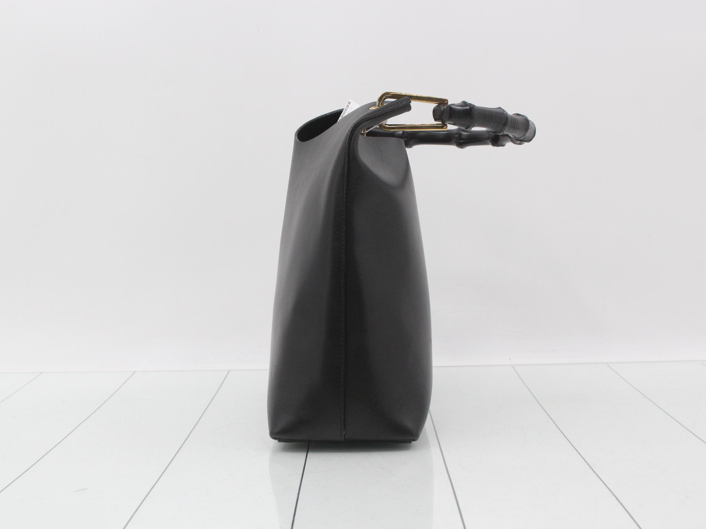 One-shoulder leather bamboo handbag — view 3