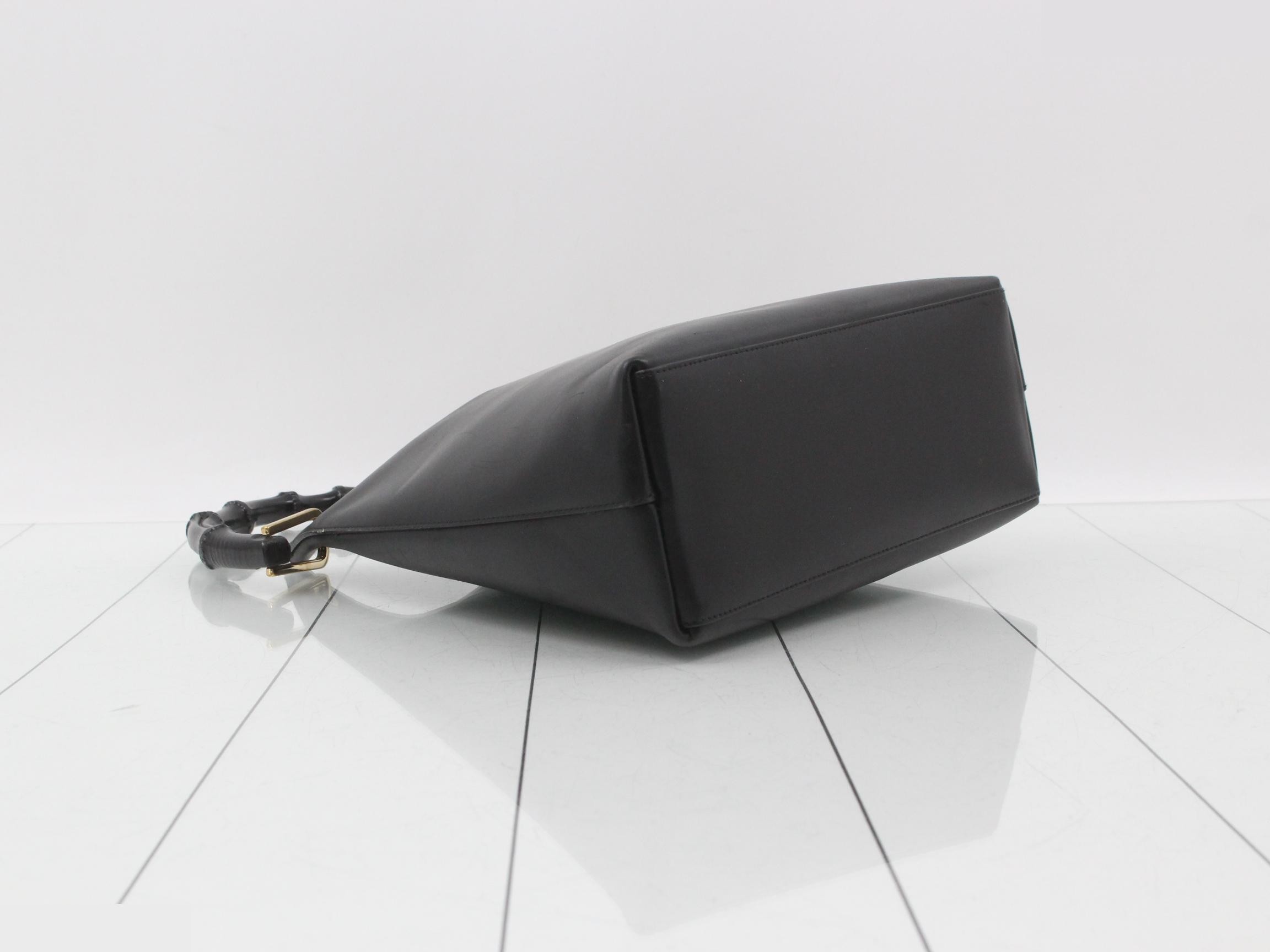 One-shoulder leather bamboo handbag — view 5