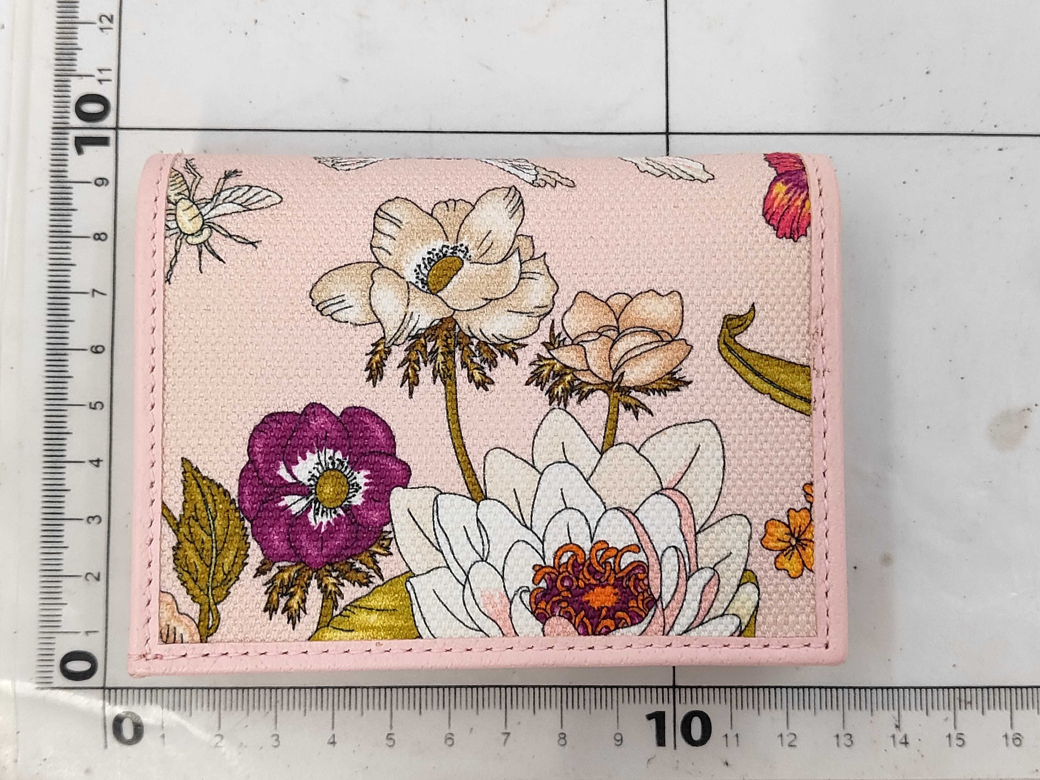 577347 Flora Bi-fold Wallet Mini Wallet Pink Canvas x Leather Wallet — view 2