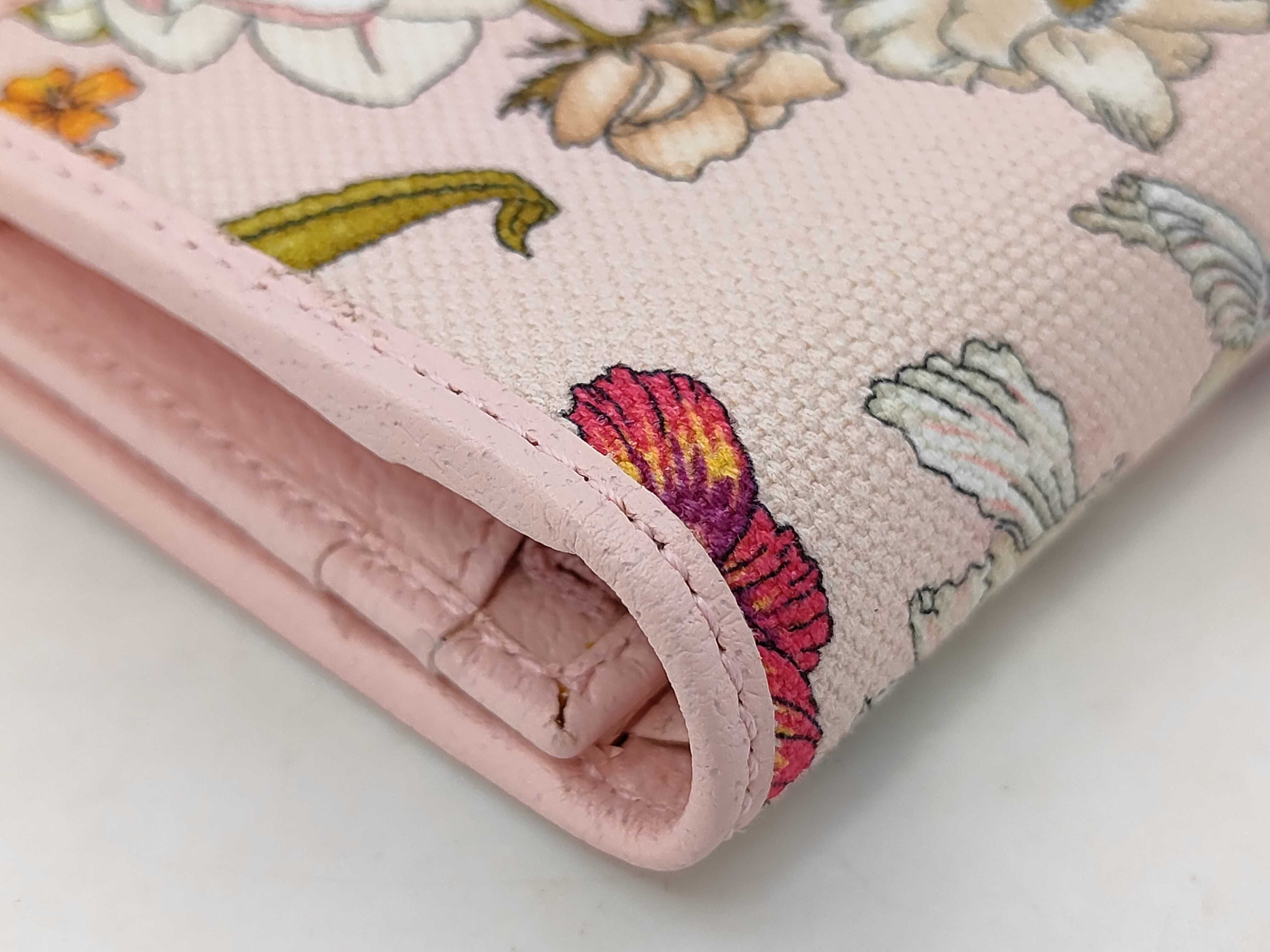 577347 Flora Bi-fold Wallet Mini Wallet Pink Canvas x Leather Wallet — view 3