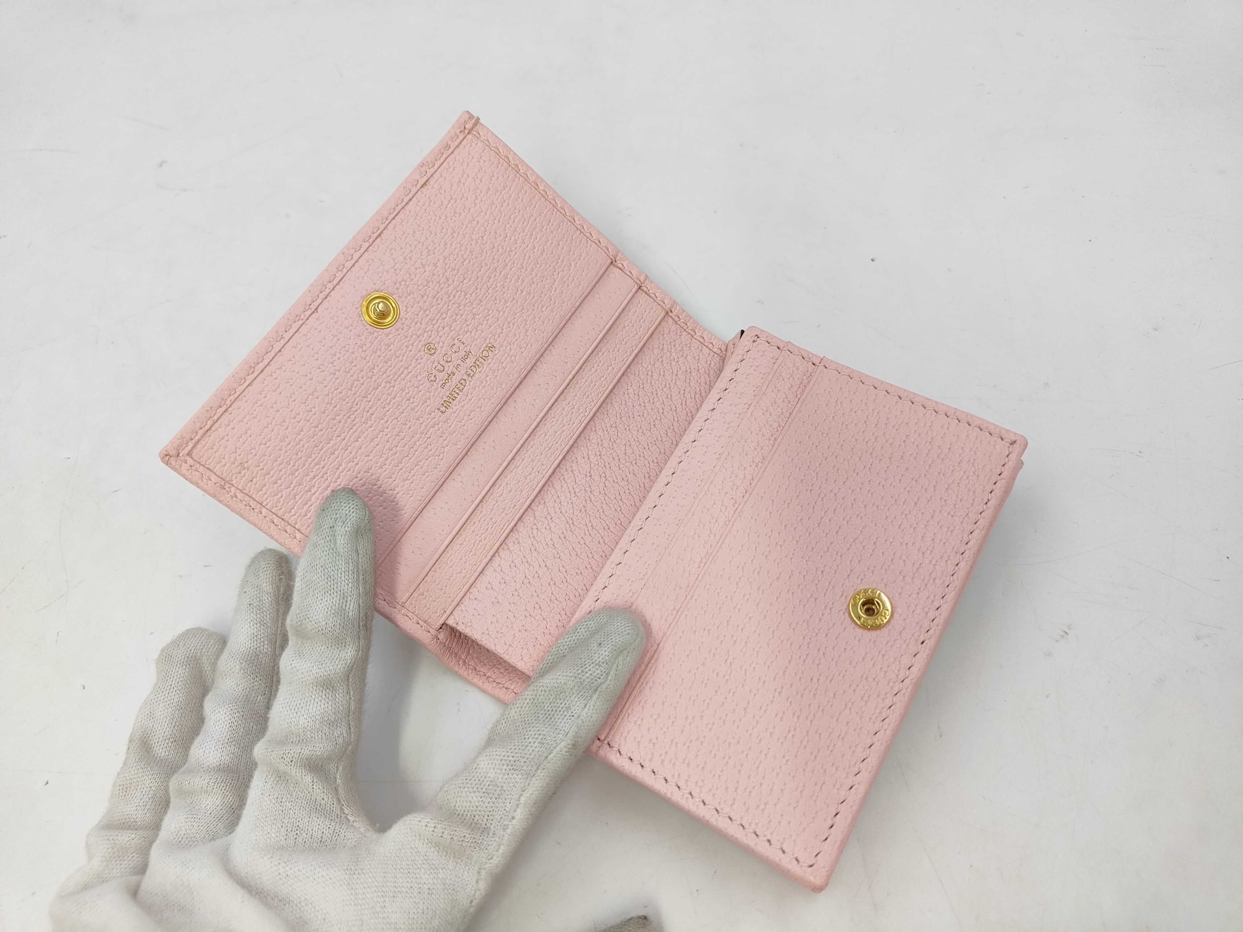 577347 Flora Bi-fold Wallet Mini Wallet Pink Canvas x Leather Wallet — view 5