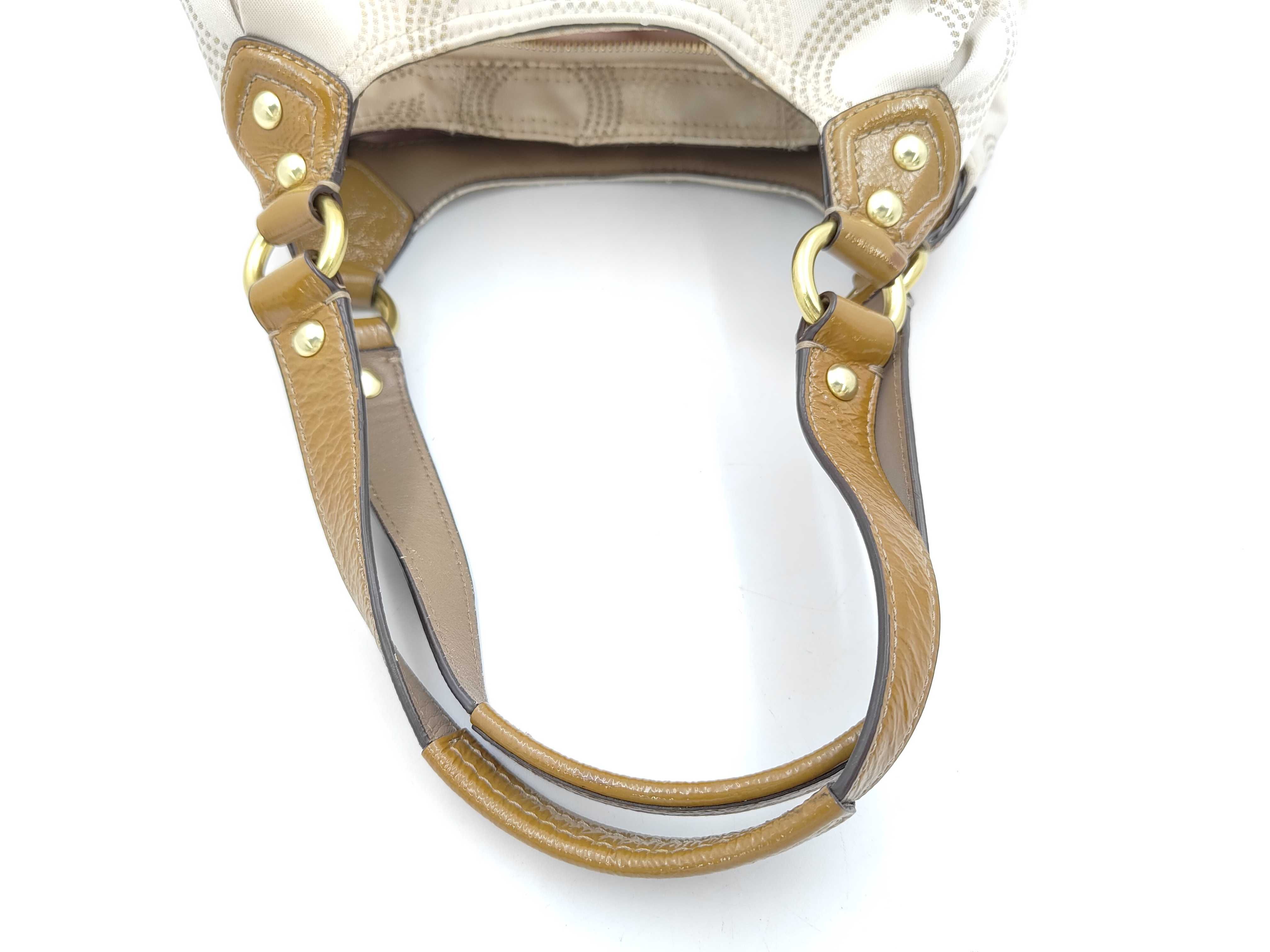 Op Art Canvas Handbag, Beige Shoulder Bag — view 3