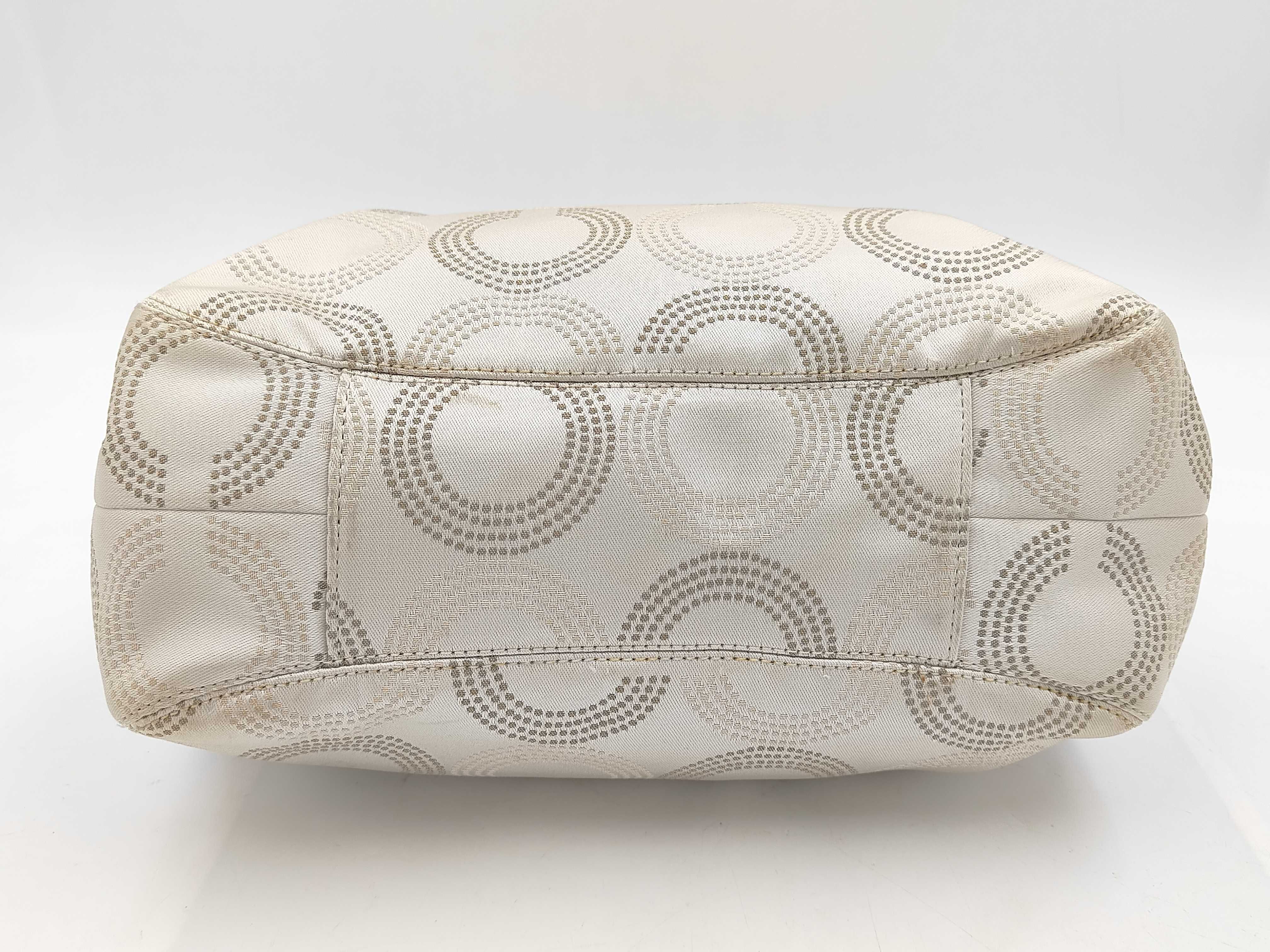 Op Art Canvas Handbag, Beige Shoulder Bag — view 7
