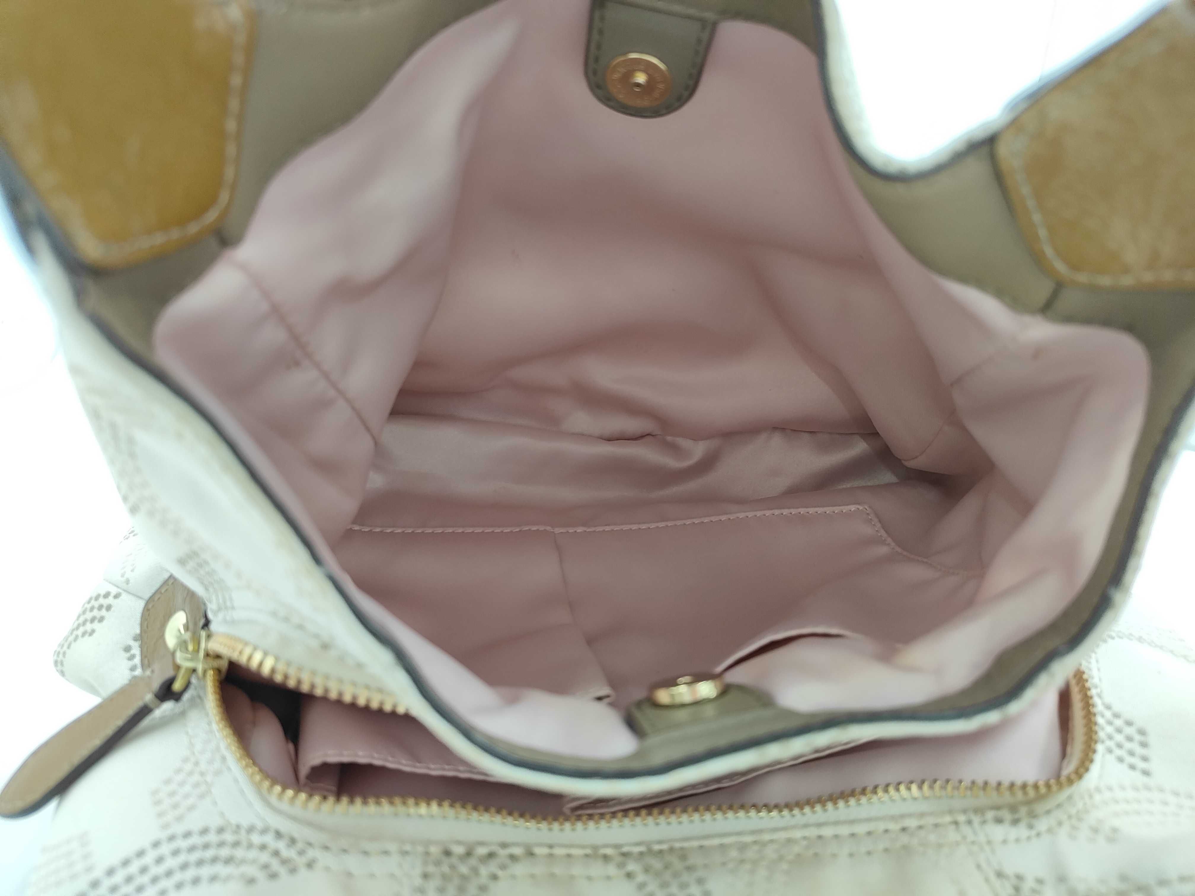 Op Art Canvas Handbag, Beige Shoulder Bag — view 10