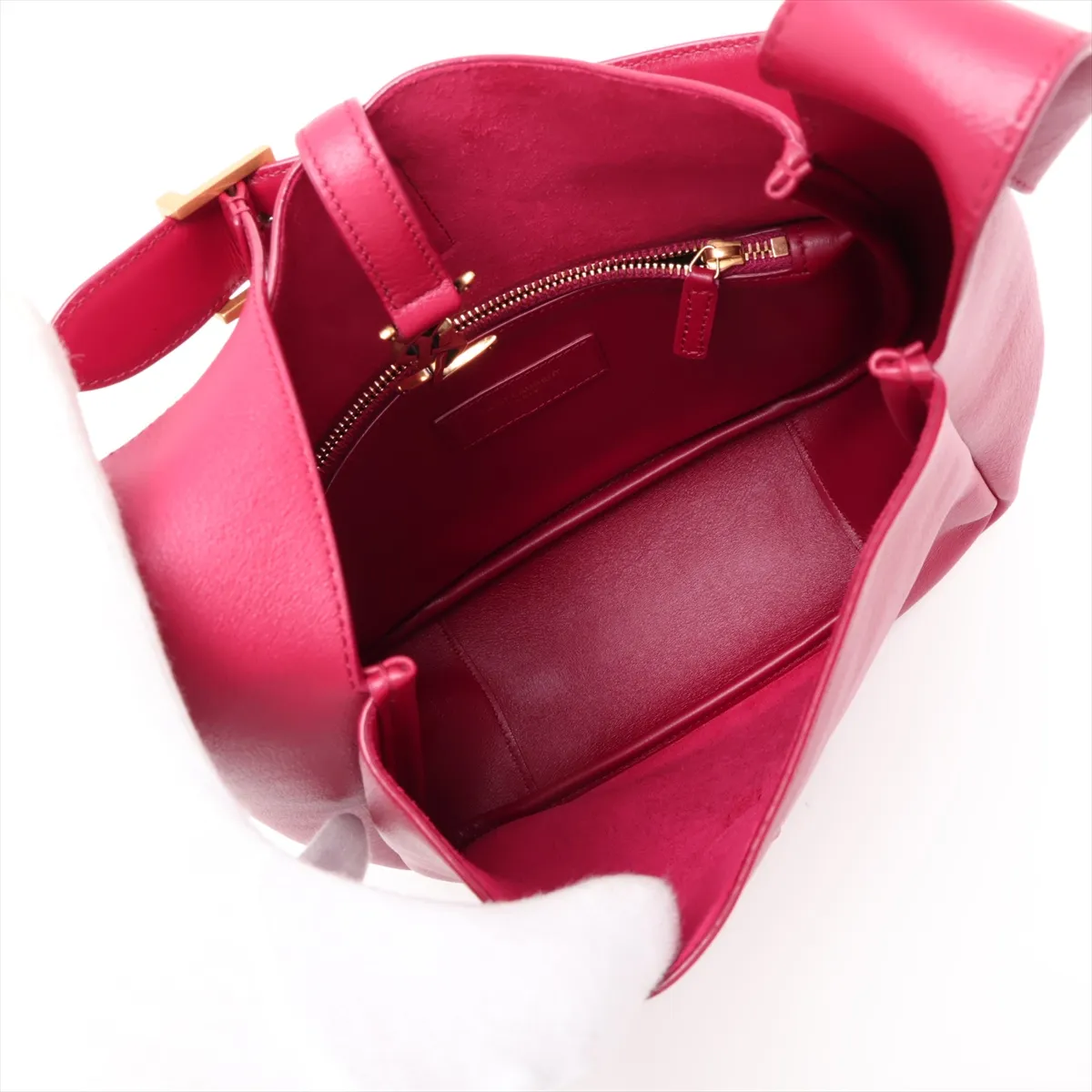 LE 5 A 7 713938 Leather Shoulder Bag Magenta — view 7