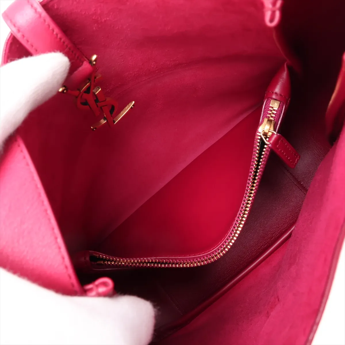 LE 5 A 7 713938 Leather Shoulder Bag Magenta — view 8