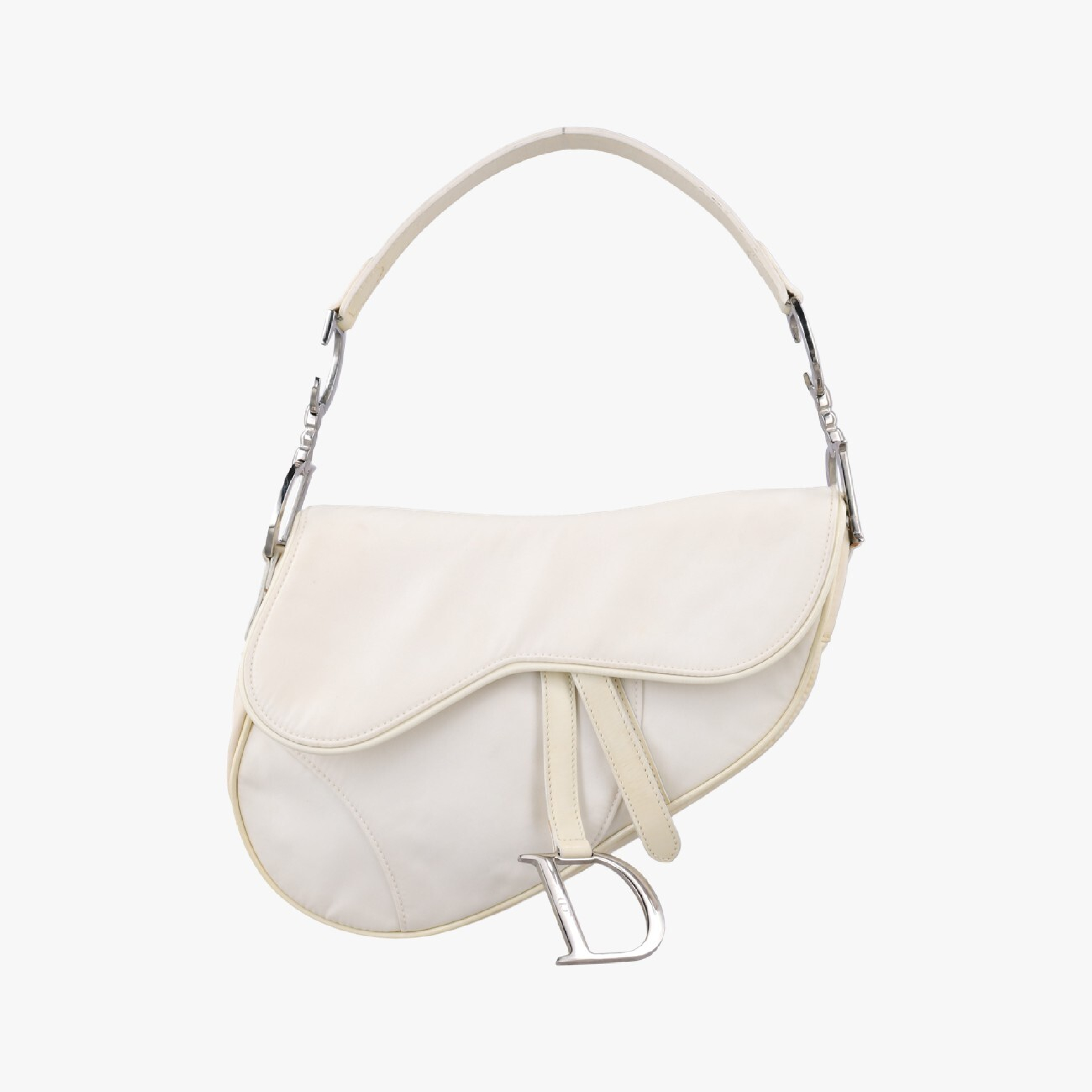 Saddle White Nylon x Leather Shoulder Bag RU 1020