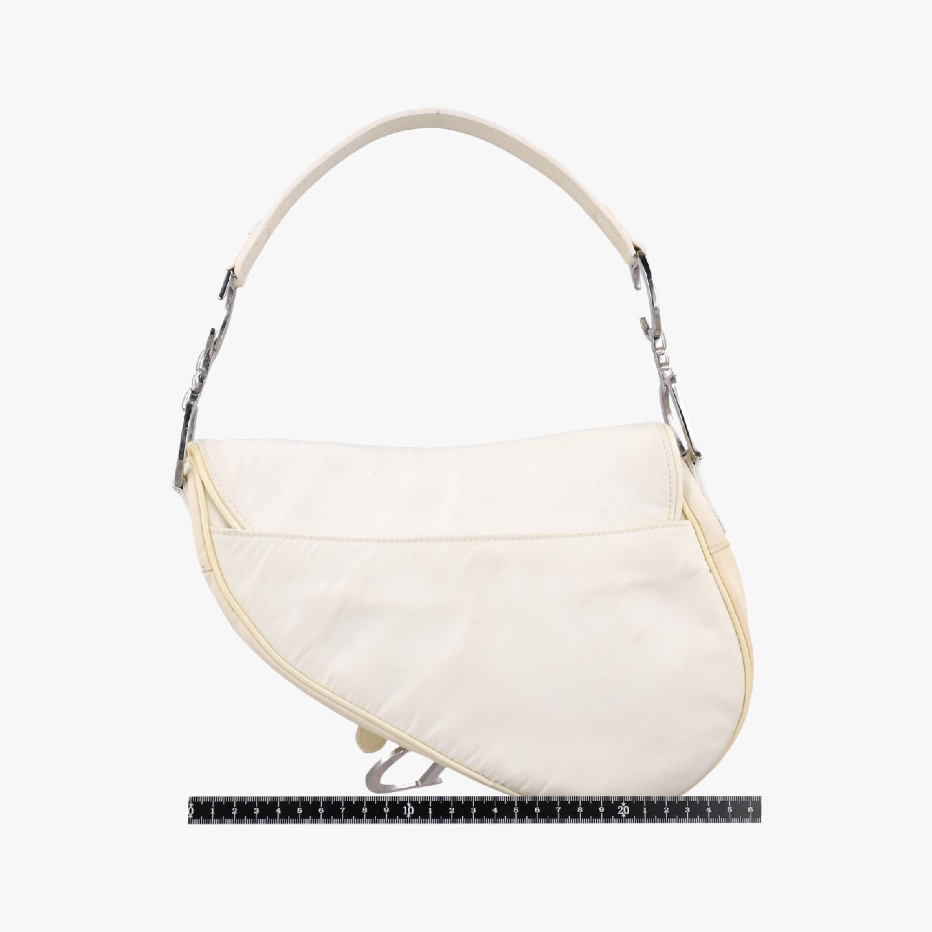 Saddle White Nylon x Leather Shoulder Bag RU 1020 — view 2