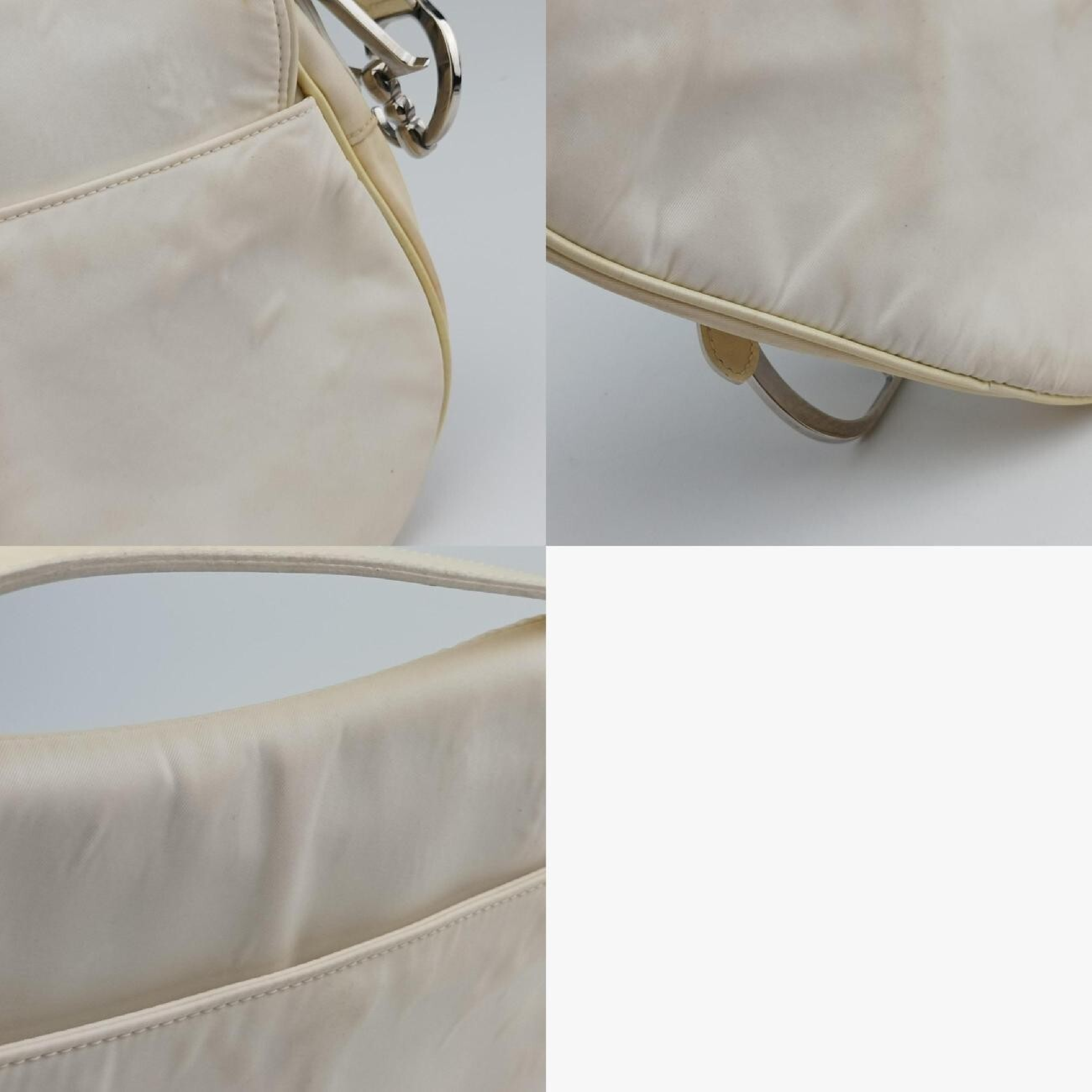 Saddle White Nylon x Leather Shoulder Bag RU 1020 — view 12