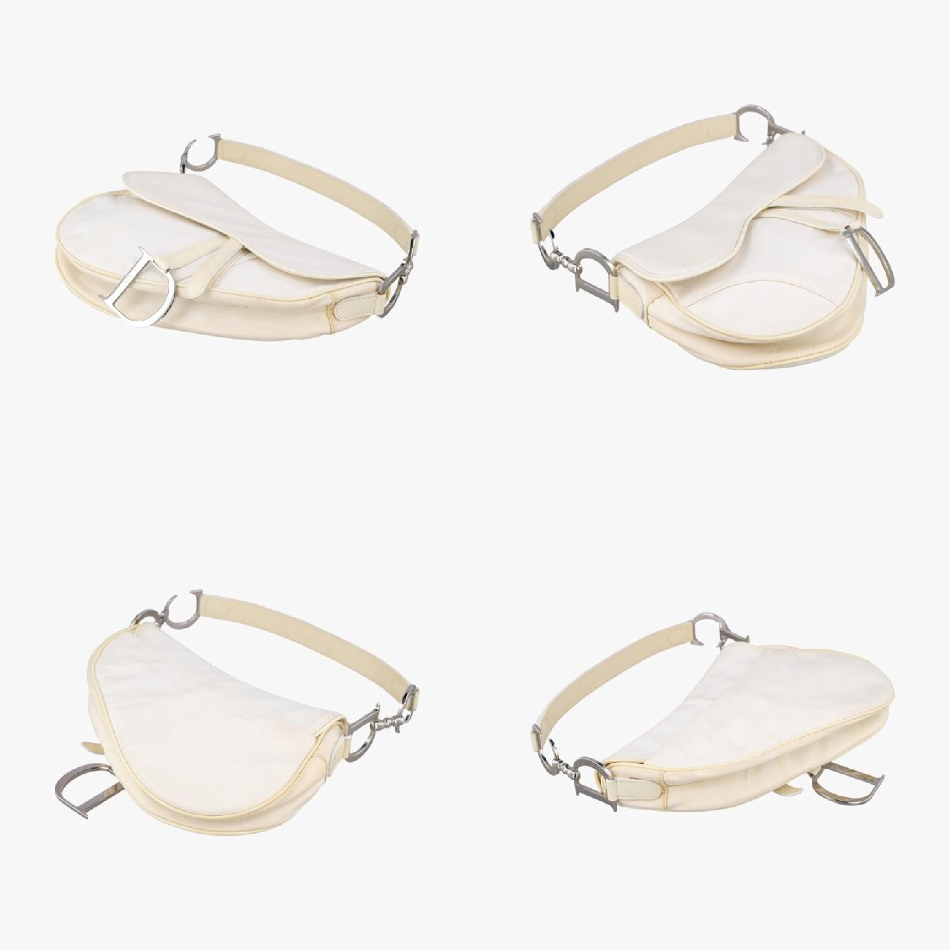 Saddle White Nylon x Leather Shoulder Bag RU 1020 — view 4