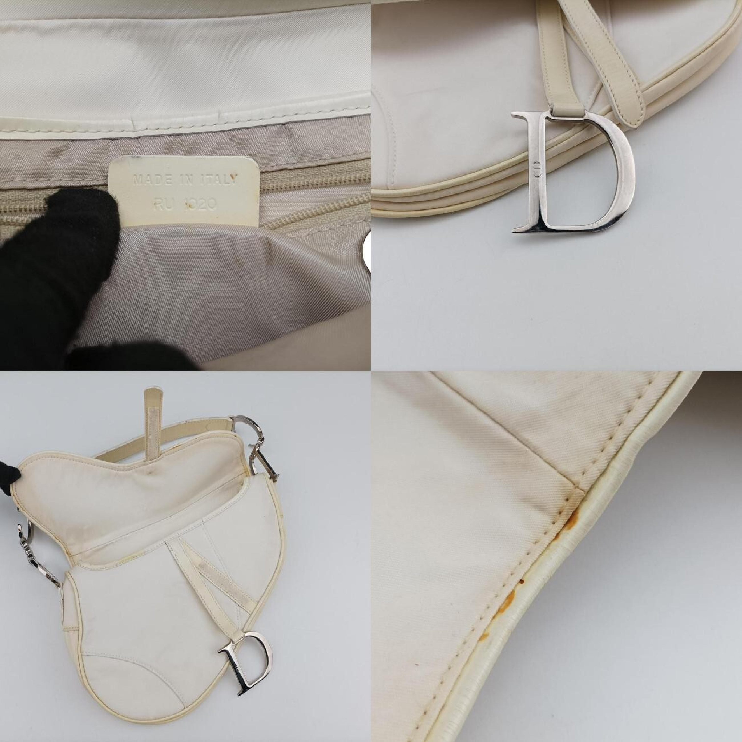 Saddle White Nylon x Leather Shoulder Bag RU 1020 — view 8