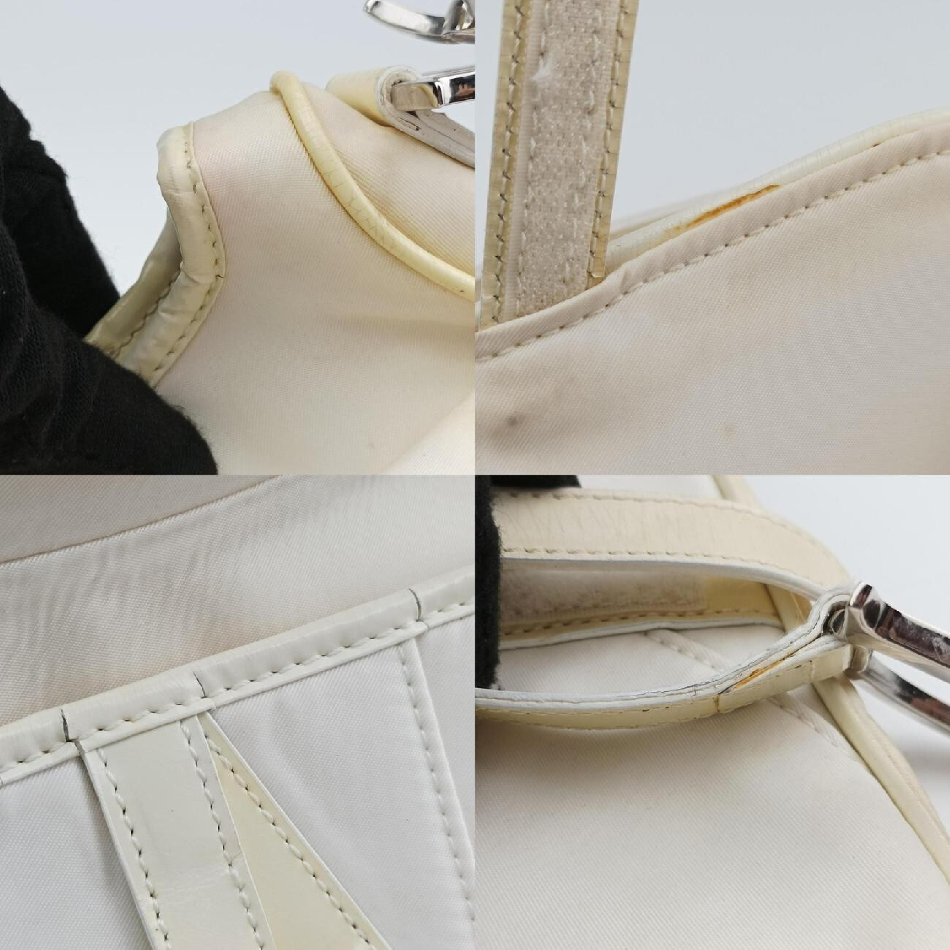 Saddle White Nylon x Leather Shoulder Bag RU 1020 — view 9