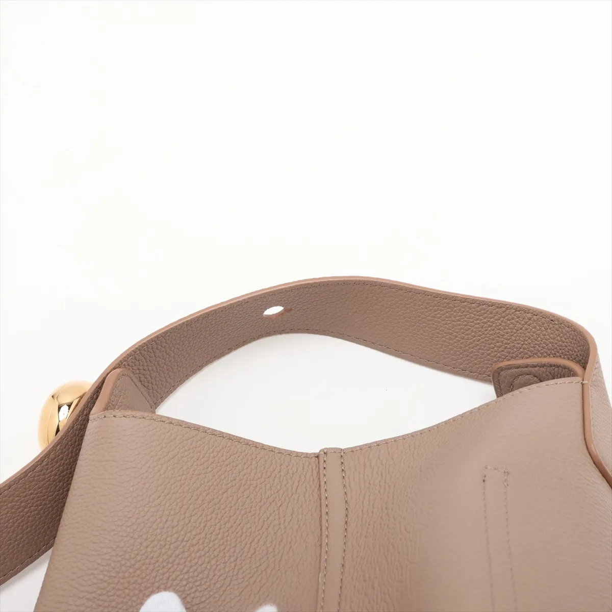 Pebble Bucket Mini Leather 2-Way Handbag, Beige — view 6