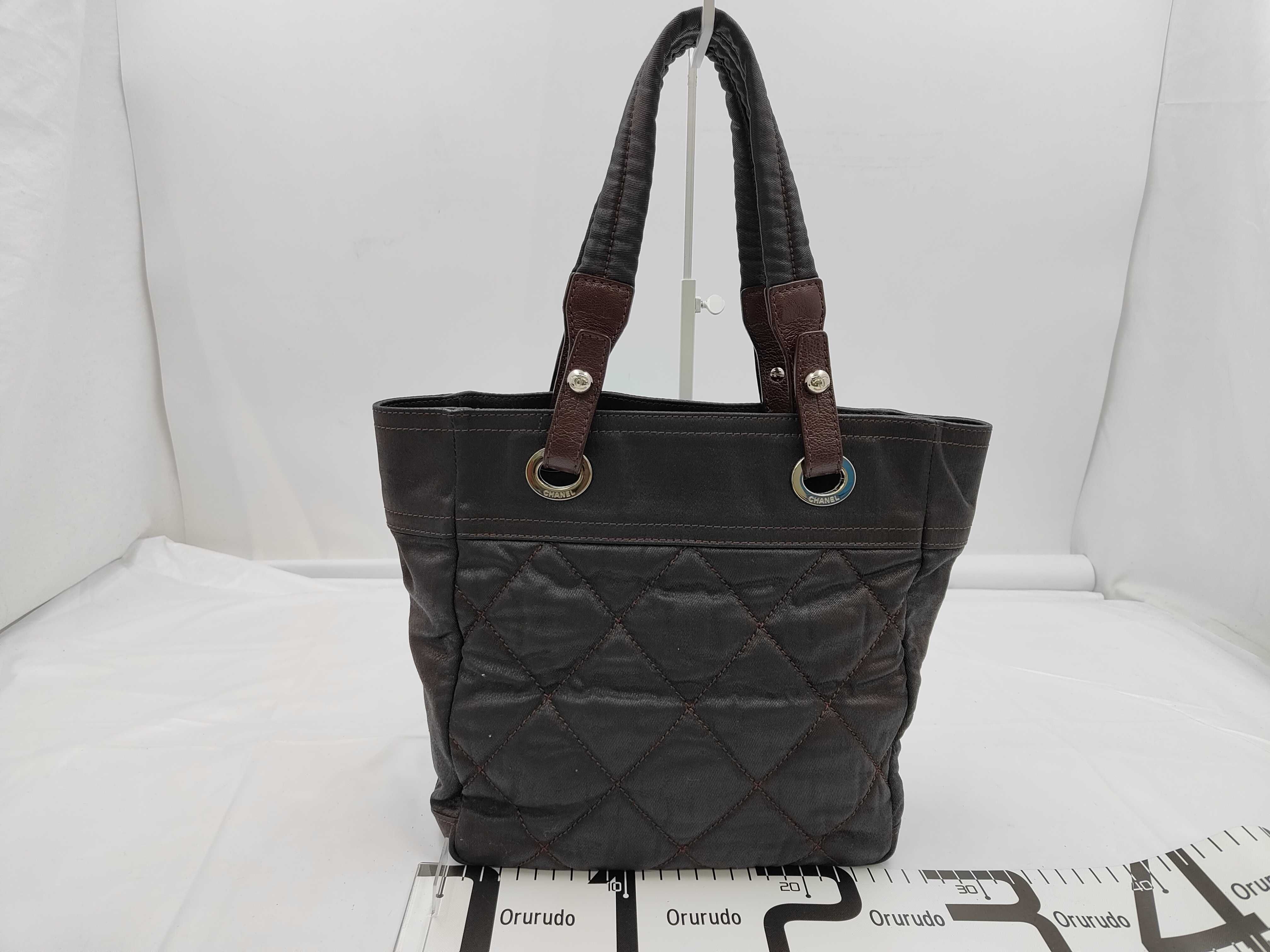 ID - Canvas Paris-Biarritz PM Coated Tote Bag - Brown Silver-tone Hardwood Tote Bag — view 2