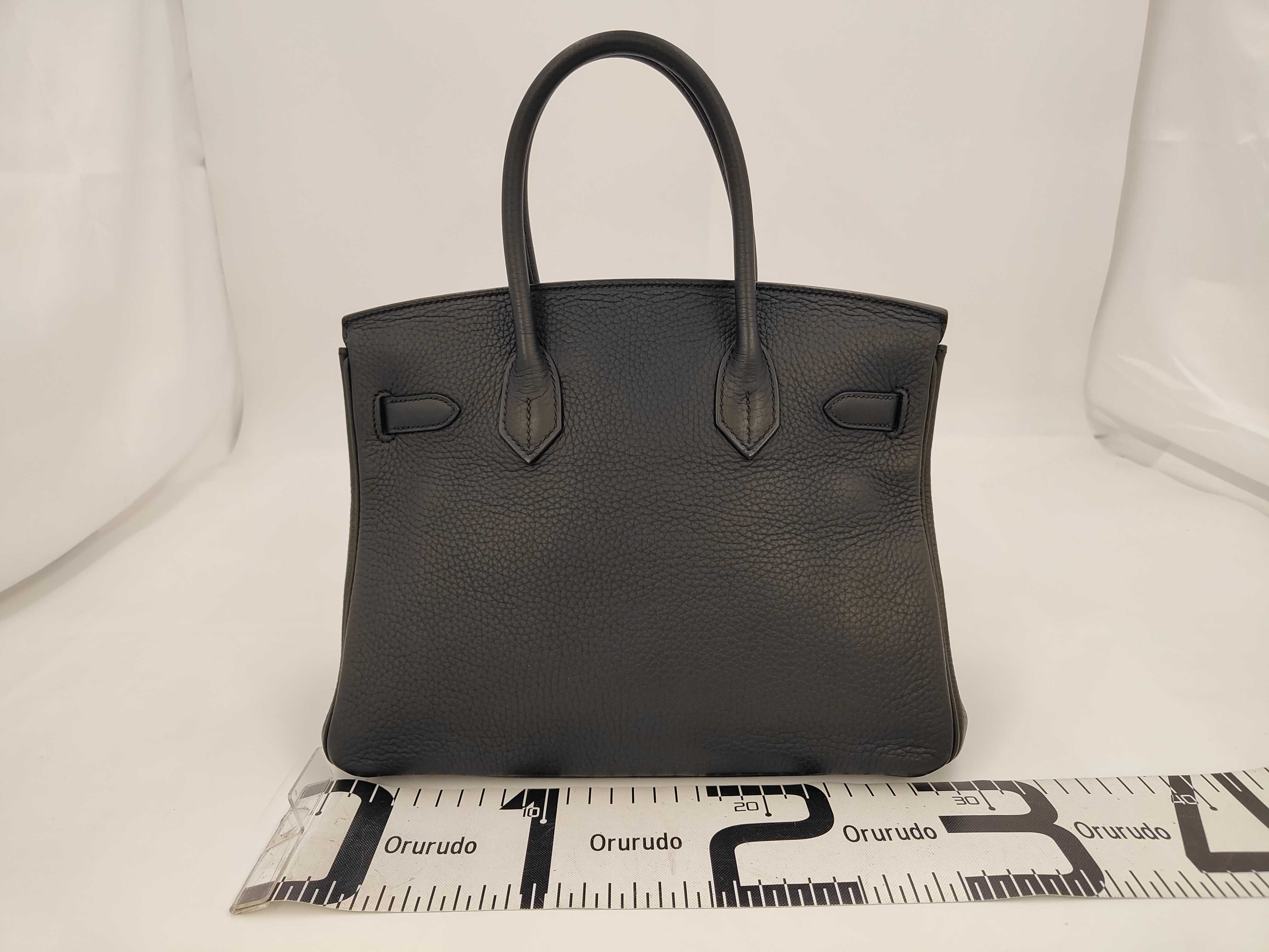 Birkin 30 Black Handbag (Taurillon Clemence Leather, N Stamp) — view 2