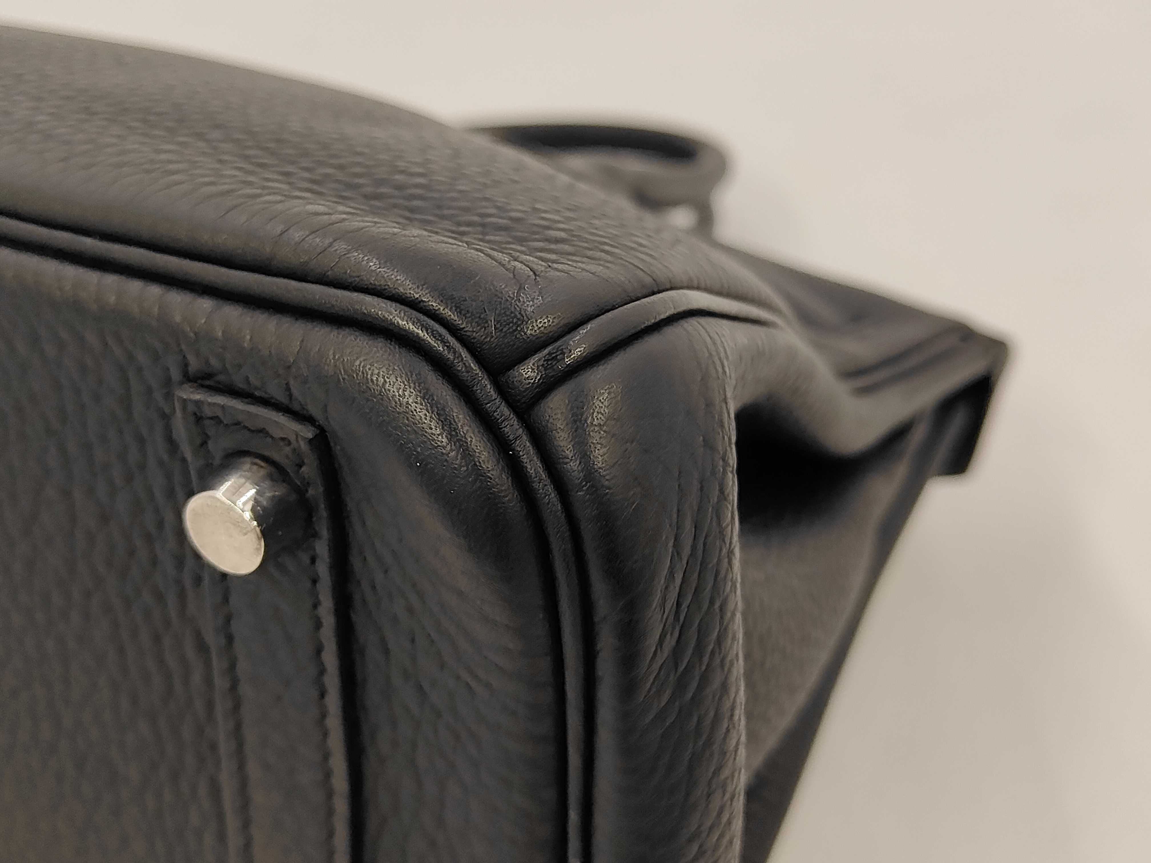 Birkin 30 Black Handbag (Taurillon Clemence Leather, N Stamp) — view 3