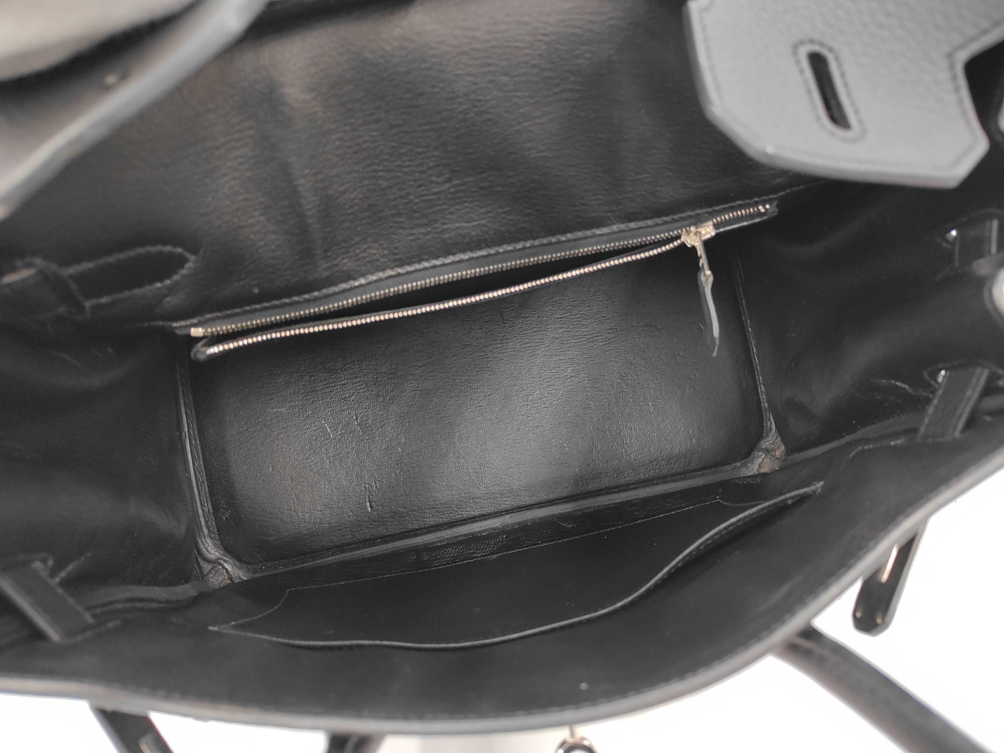 Birkin 30 Black Handbag (Taurillon Clemence Leather, N Stamp) — view 9