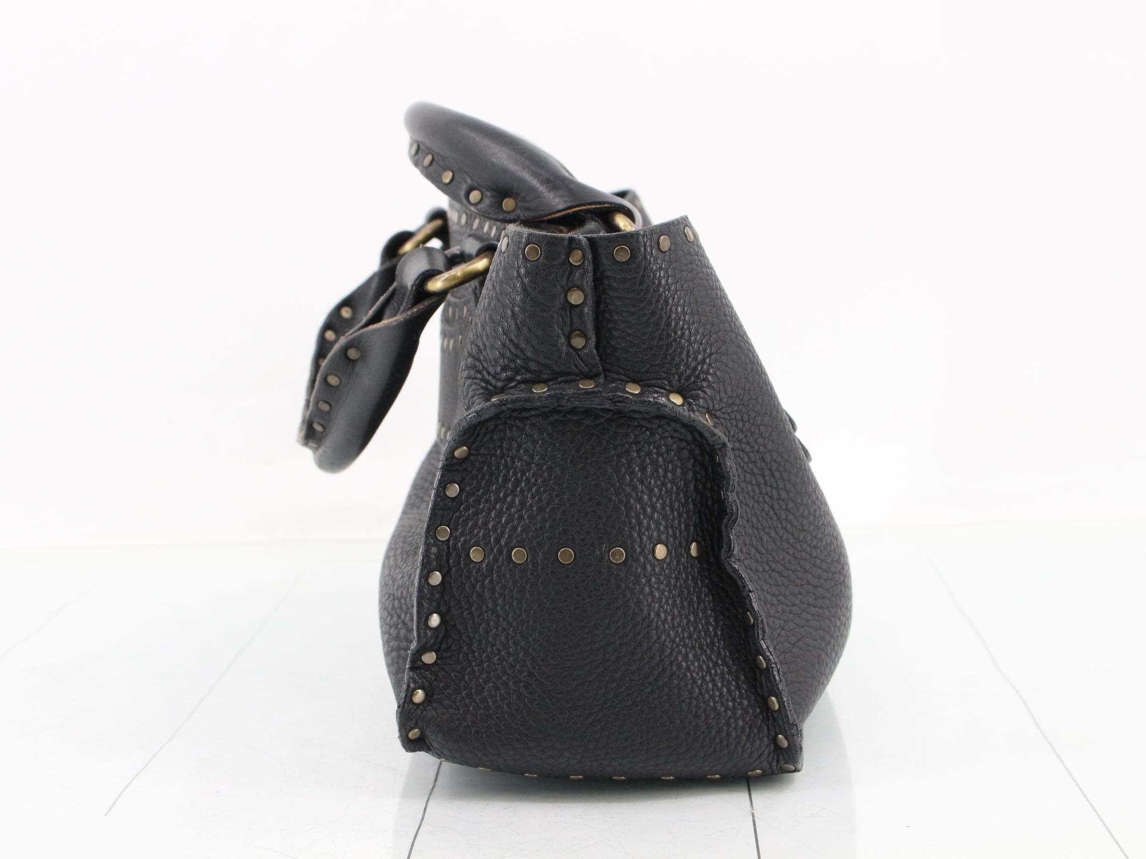 Boogie Bag Leather Studded Handbag, Black — view 3