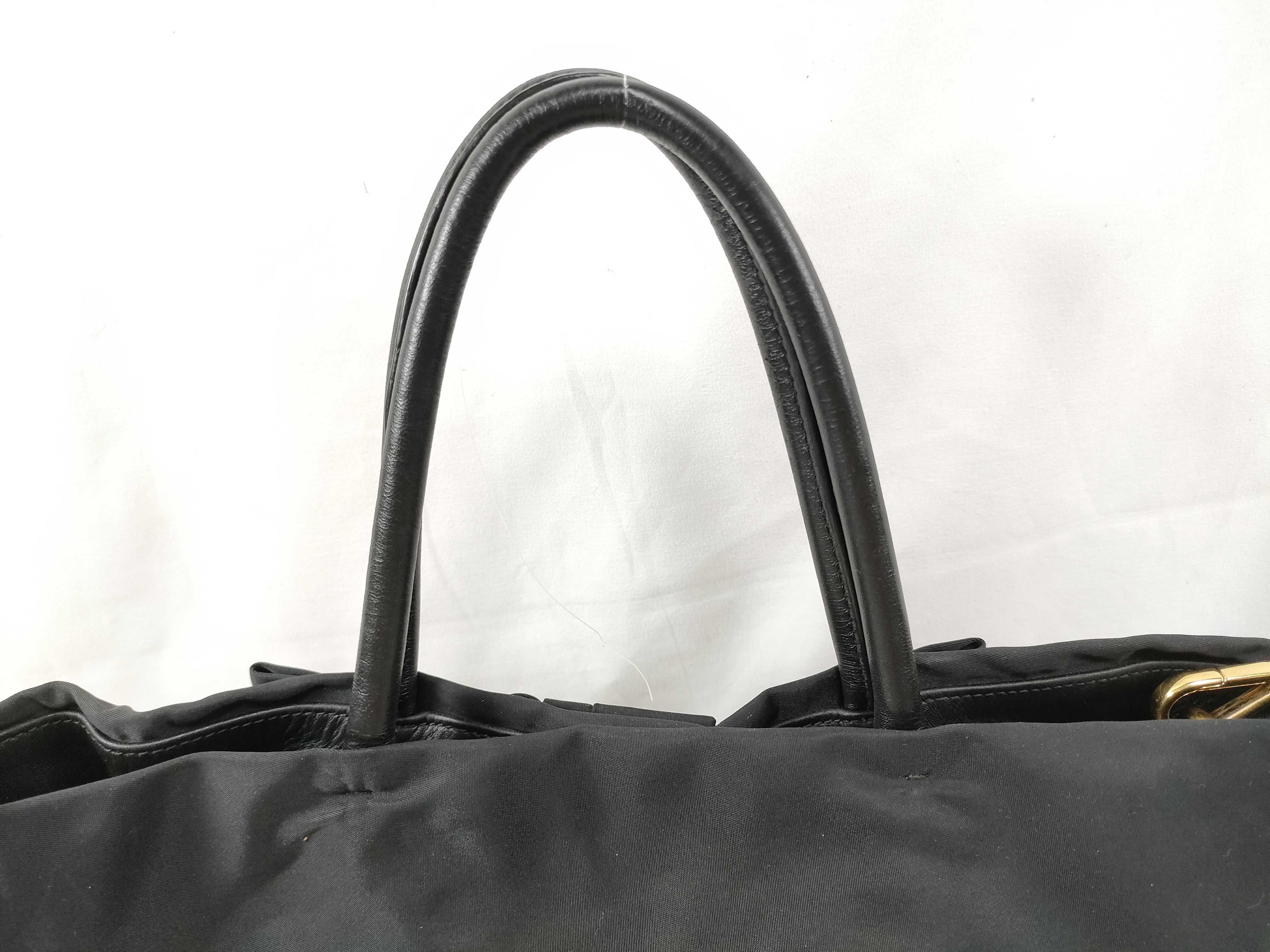Ribbon Nylon Leather Handbag Shoulder Bag Black Cereal Handbag — view 3
