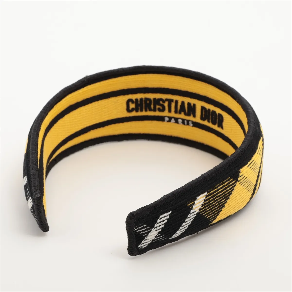 check headband fabric black x yellow thread fluffing — view 2